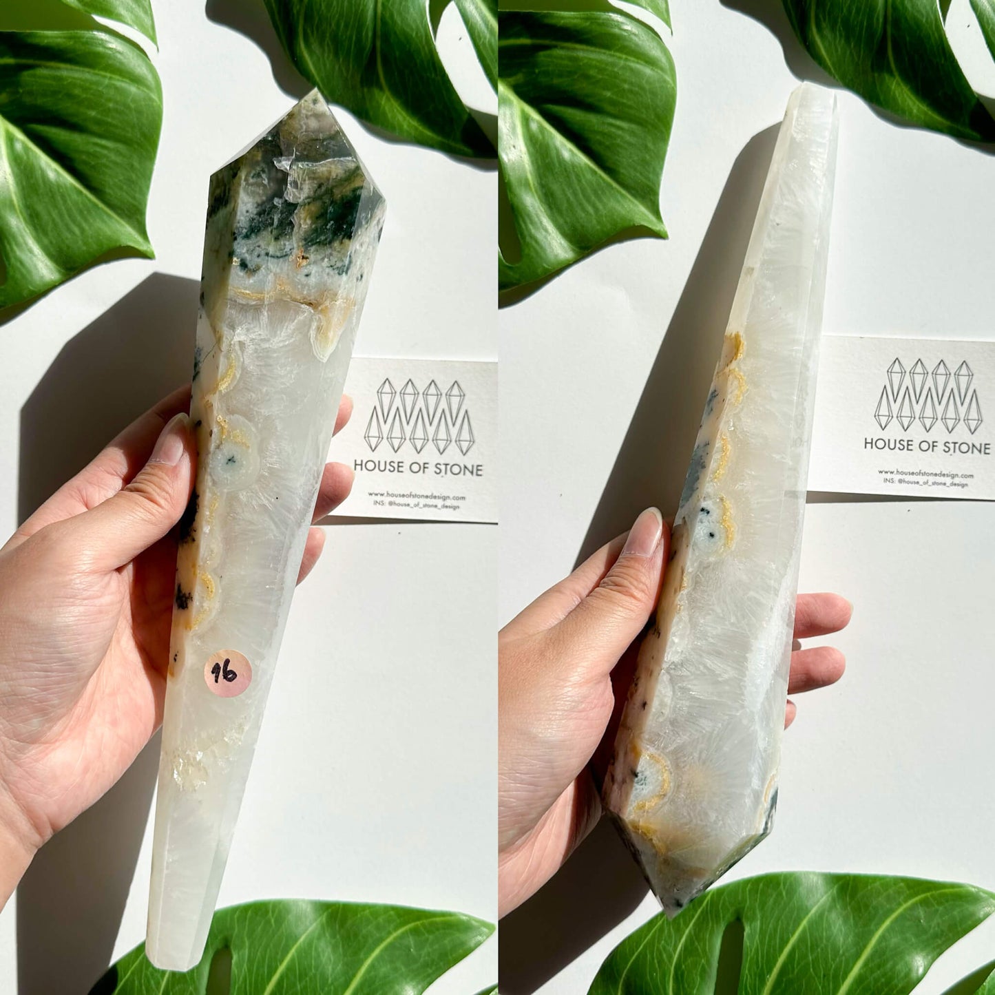 Natural Moss Agate Wand/Druzy Moss Agate Crystal Point Wand/Moss Agate Crystal Handle/Moss Agate Stem/Wedding Bouquet Handle/Heart Chakra Healing/AAA