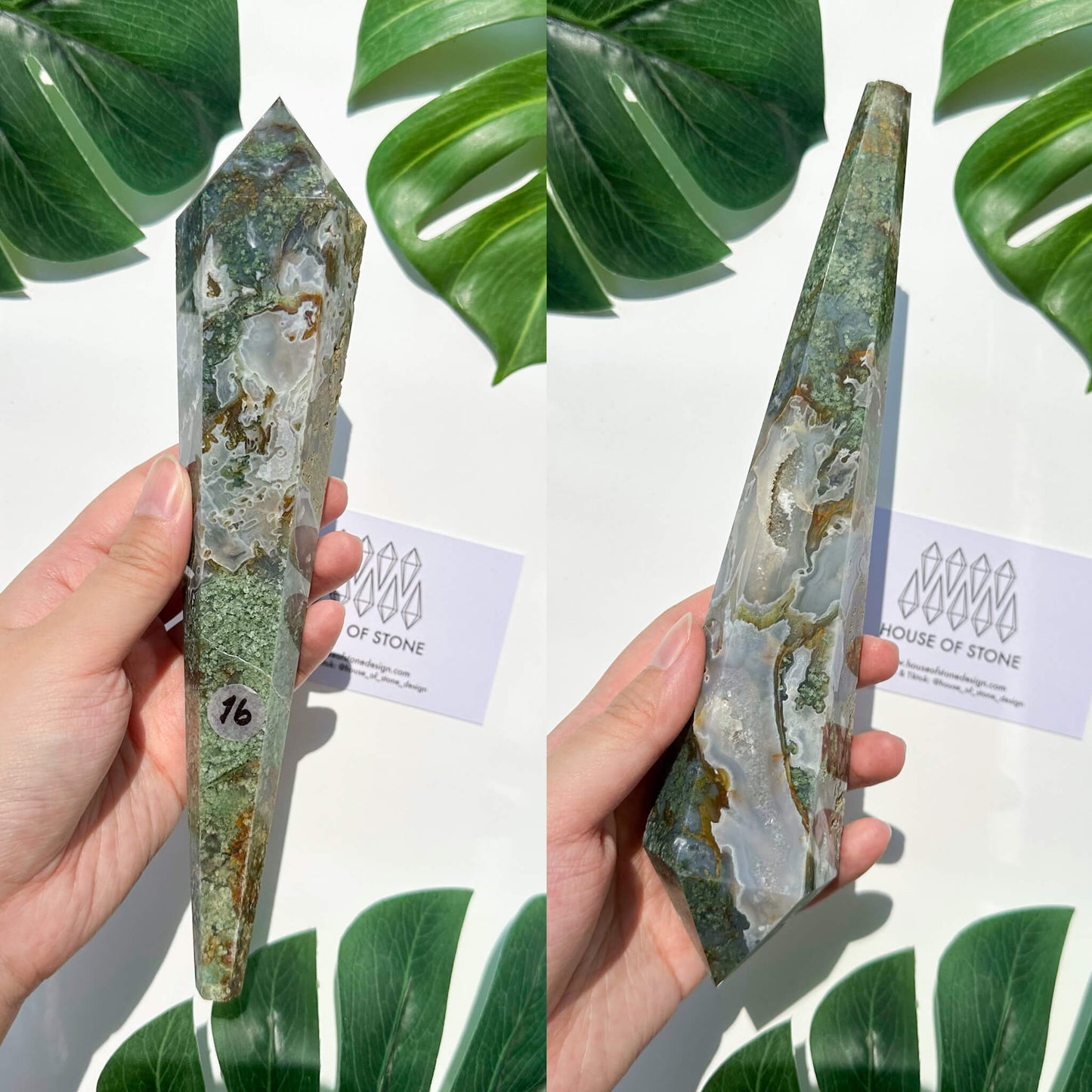 Natural Moss Agate Wand/Druzy Moss Agate Crystal Point Wand/Moss Agate Crystal Handle/Moss Agate Stem/Wedding Bouquet Handle/Heart Chakra Healing/AAA