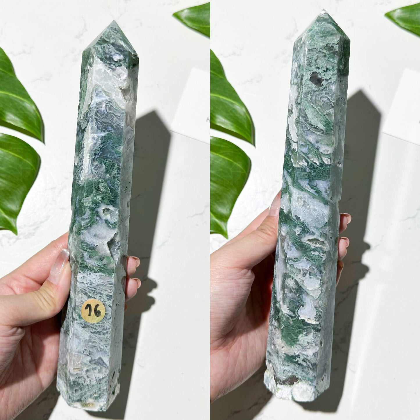 Natural Large Druzy Moss Agate Point Obelisk/Rare Moss Agate Geode Tower/Druzy Quartz Moss Agate Tower/Heart Chakra Healing/AAA