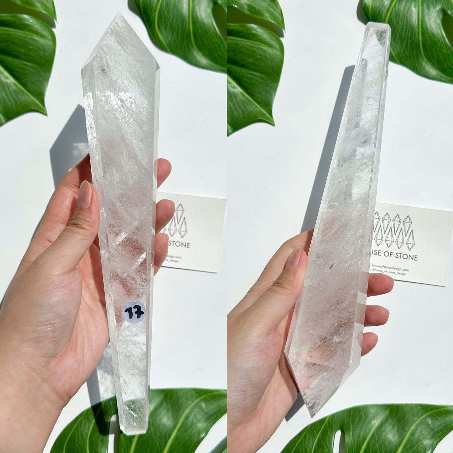 Natural Clear Quartz Point Wand/Clear Quartz Rainbow Crystal Wand/Clear Quartz Handle/Crystal Stem/Crown Chakra Healing/Meditation Tool/AAA