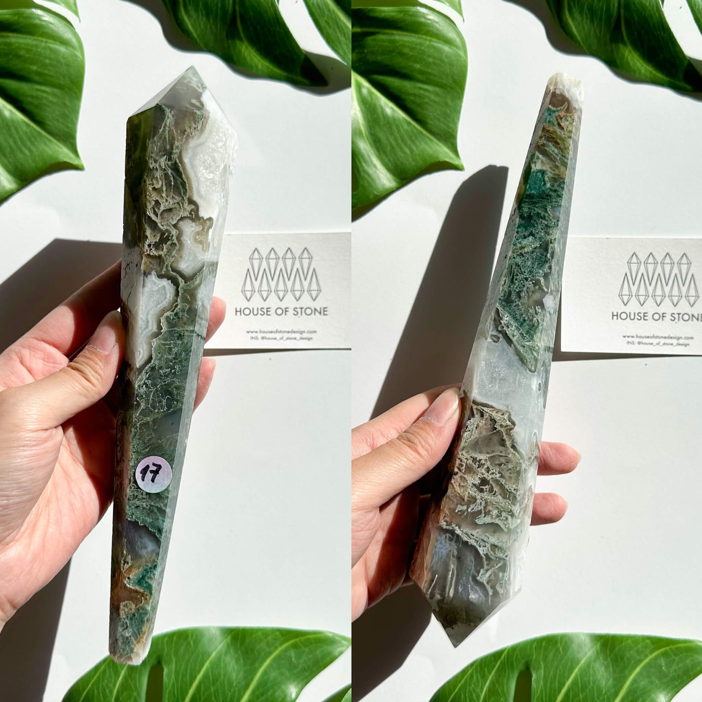 Natural Moss Agate Wand/Druzy Moss Agate Crystal Point Wand/Moss Agate Crystal Handle/Moss Agate Stem/Wedding Bouquet Handle/Heart Chakra Healing/AAA