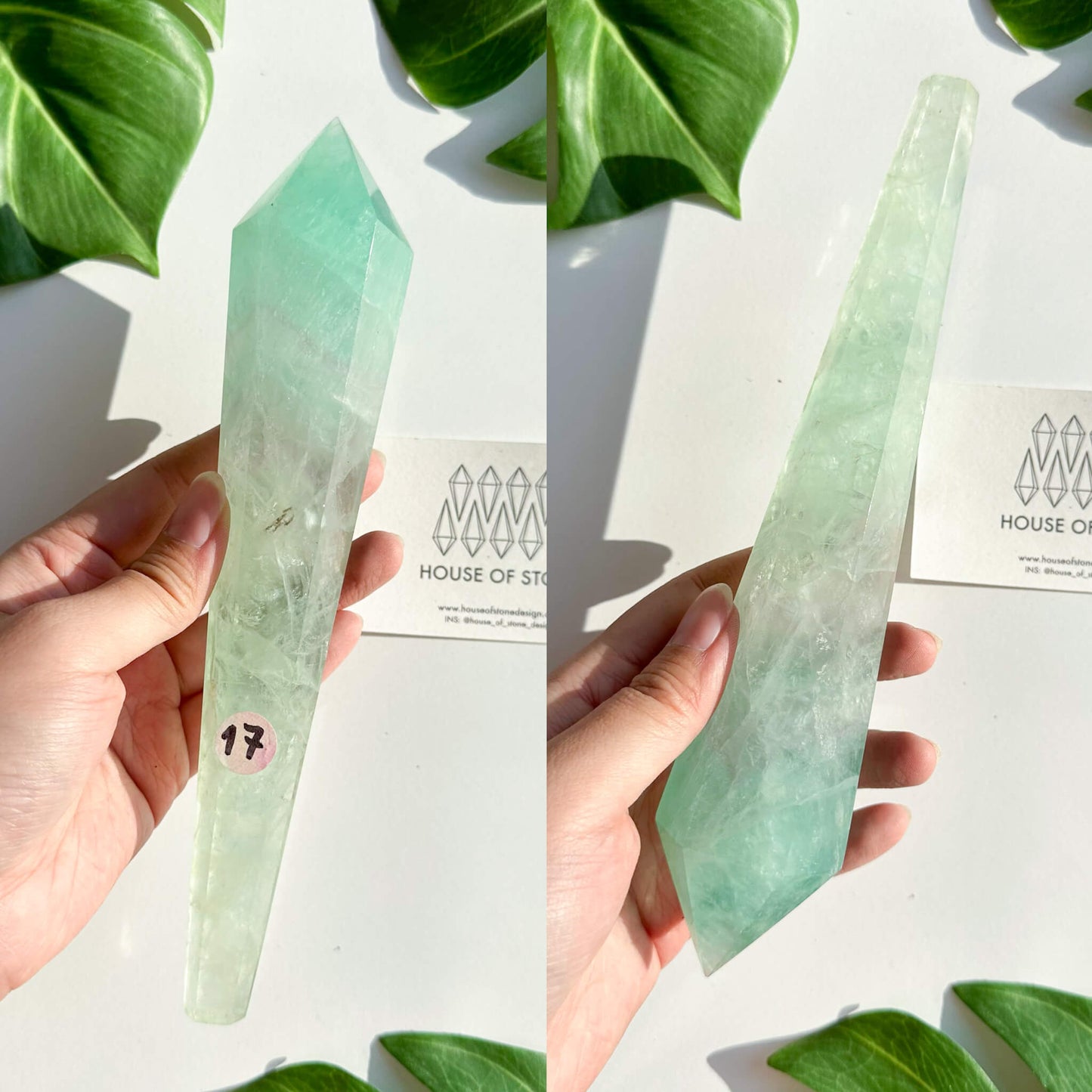 Large Rainbow Fluorite Wand/Natural Rainbow Green Fluorite Wand/Fluorite Point Wand/Crystal Wand/Fluorite Handle/Fluorite Stem/Heart Chakra Healing/AAA
