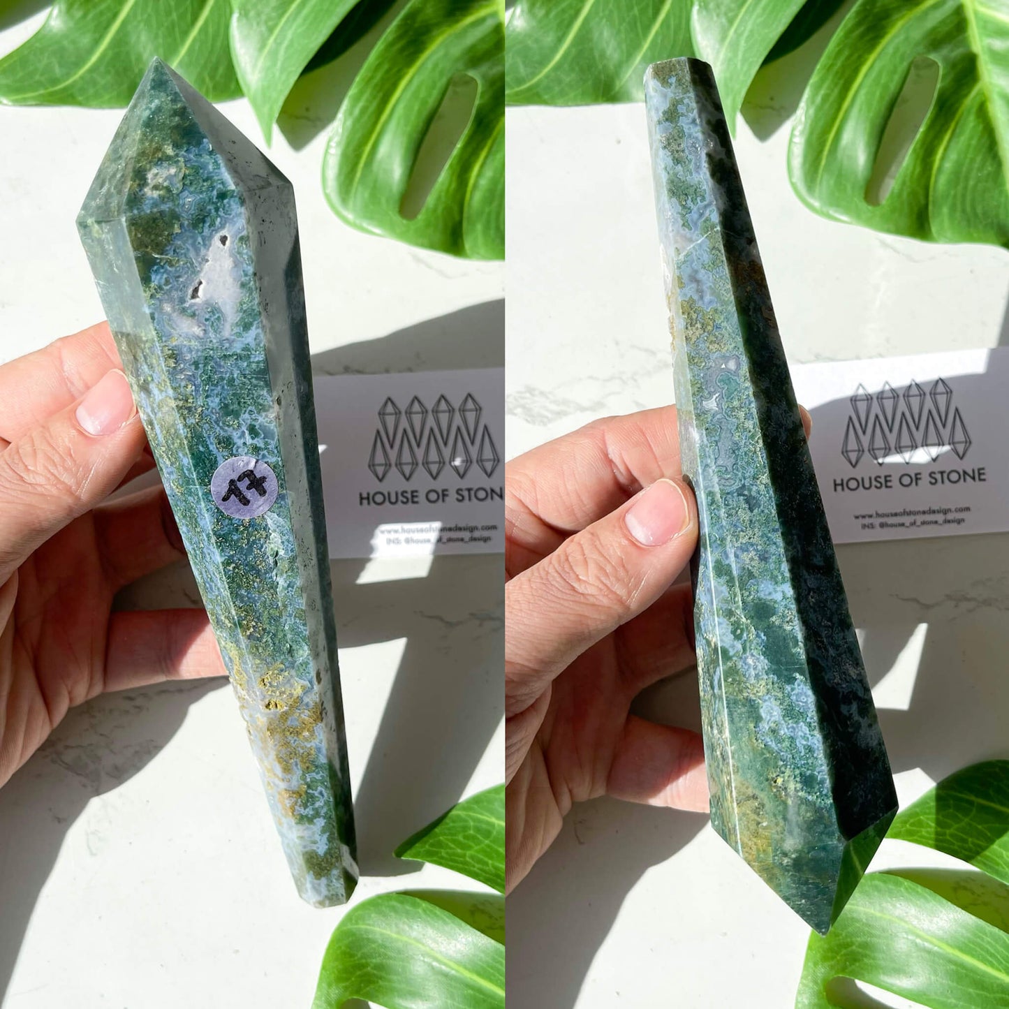 Natural Moss Agate Wand/Druzy Moss Agate Crystal Point Wand/Moss Agate Crystal Handle/Moss Agate Stem/Wedding Bouquet Handle/Heart Chakra Healing/AAA