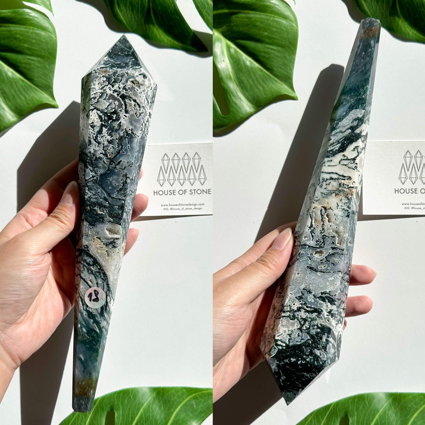 Natural Moss Agate Wand/Druzy Moss Agate Crystal Point Wand/Moss Agate Crystal Handle/Moss Agate Stem/Wedding Bouquet Handle/Heart Chakra Healing/AAA