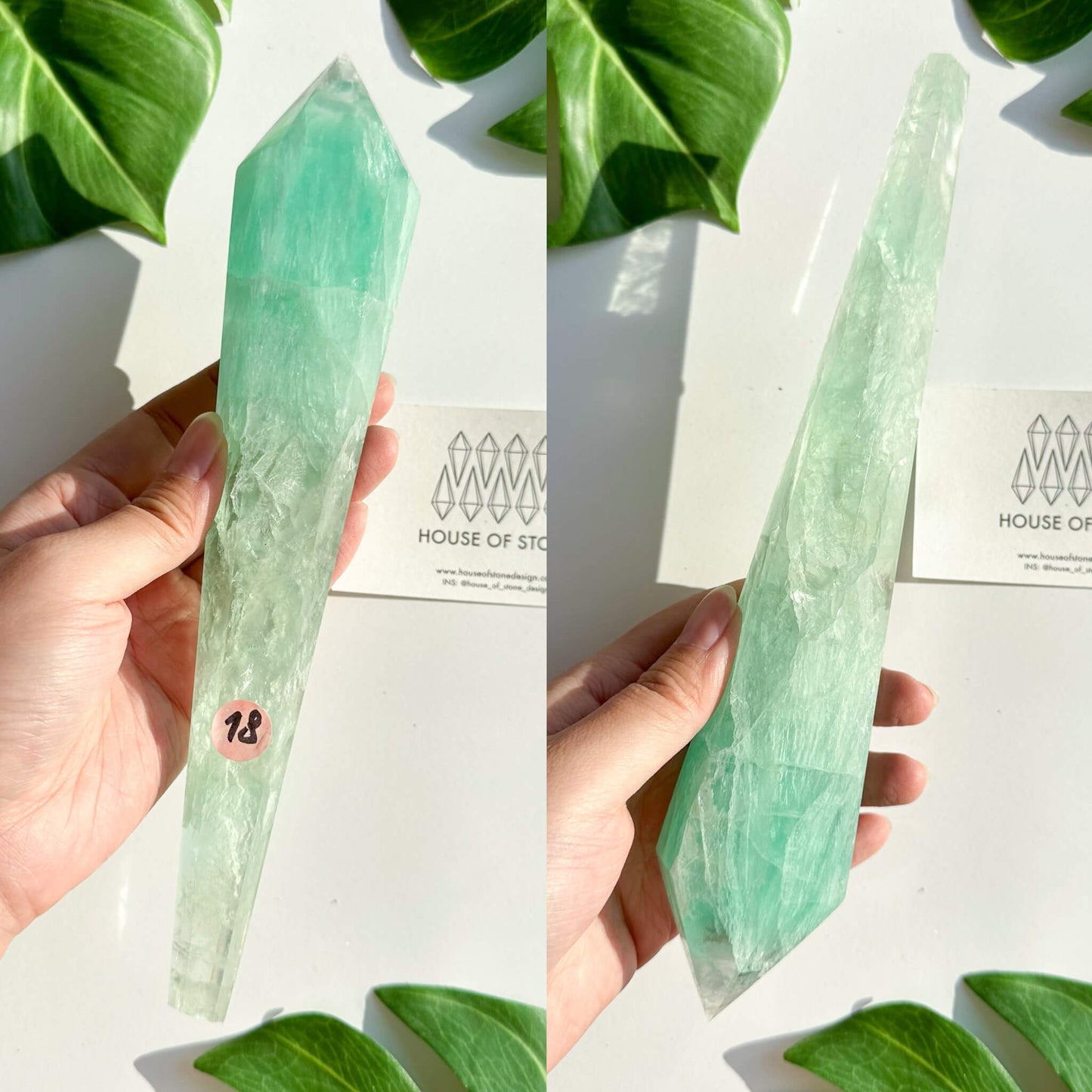 Large Rainbow Fluorite Wand/Natural Rainbow Green Fluorite Wand/Fluorite Point Wand/Crystal Wand/Fluorite Handle/Fluorite Stem/Heart Chakra Healing/AAA