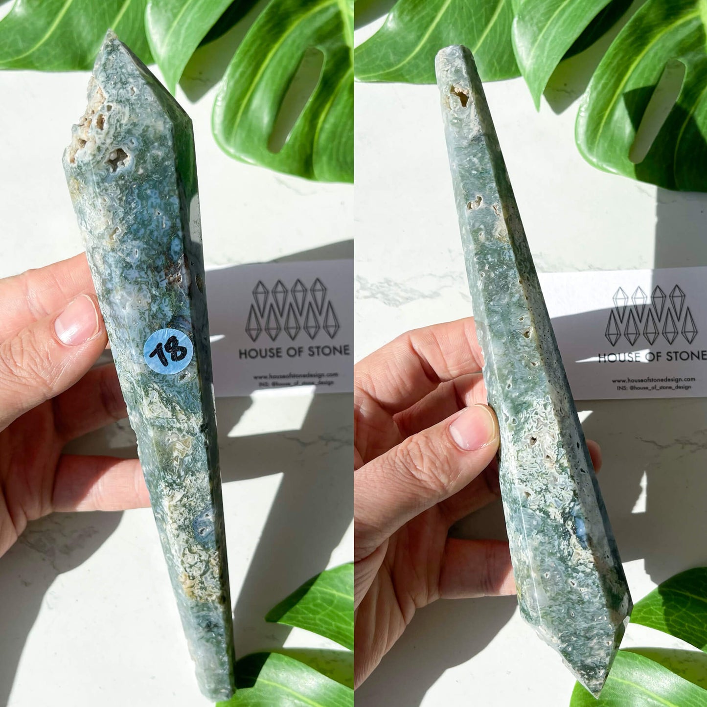 Natural Moss Agate Wand/Druzy Moss Agate Crystal Point Wand/Moss Agate Crystal Handle/Moss Agate Stem/Wedding Bouquet Handle/Heart Chakra Healing/AAA