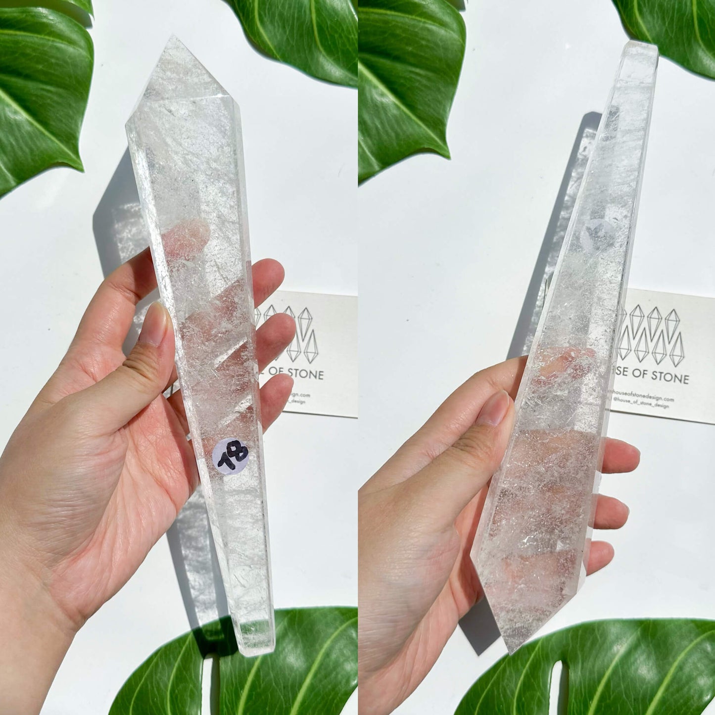 Natural Clear Quartz Point Wand/Clear Quartz Rainbow Crystal Wand/Clear Quartz Handle/Crystal Stem/Crown Chakra Healing/Meditation Tool/AAA