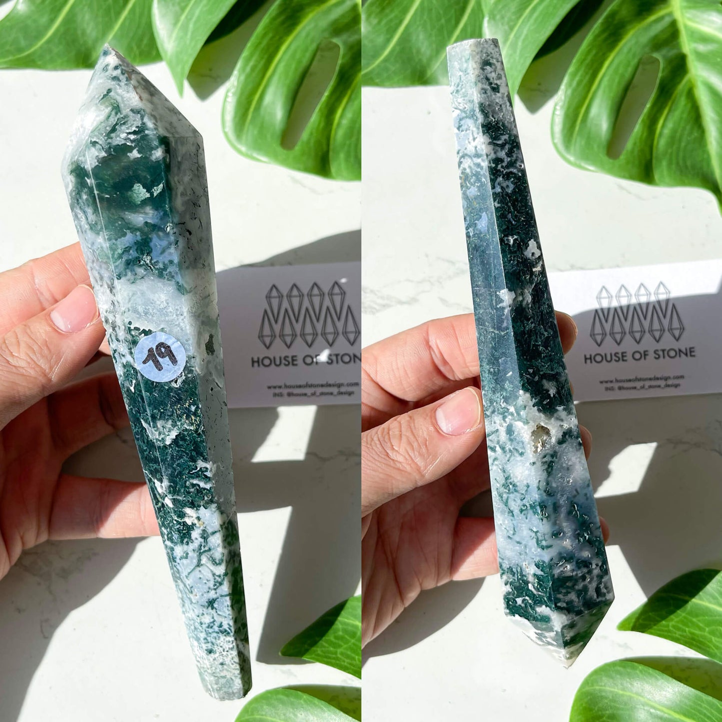 Natural Moss Agate Wand/Druzy Moss Agate Crystal Point Wand/Moss Agate Crystal Handle/Moss Agate Stem/Wedding Bouquet Handle/Heart Chakra Healing/AAA