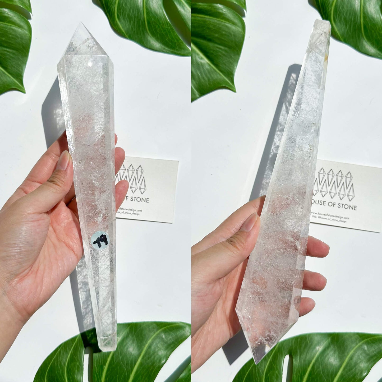Natural Clear Quartz Point Wand/Clear Quartz Rainbow Crystal Wand/Clear Quartz Handle/Crystal Stem/Crown Chakra Healing/Meditation Tool/AAA