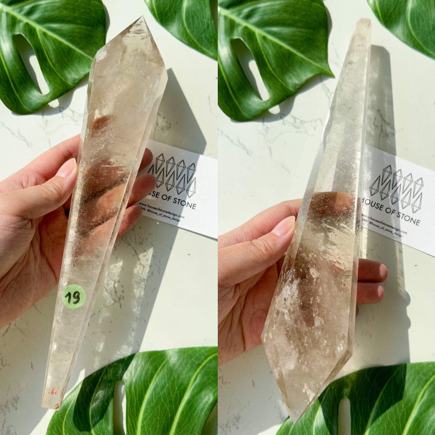 Natural Clear Quartz Point Wand/Clear Quartz Rainbow Crystal Wand/Clear Quartz Handle/Crystal Stem/Crown Chakra Healing/Meditation Tool/AAA