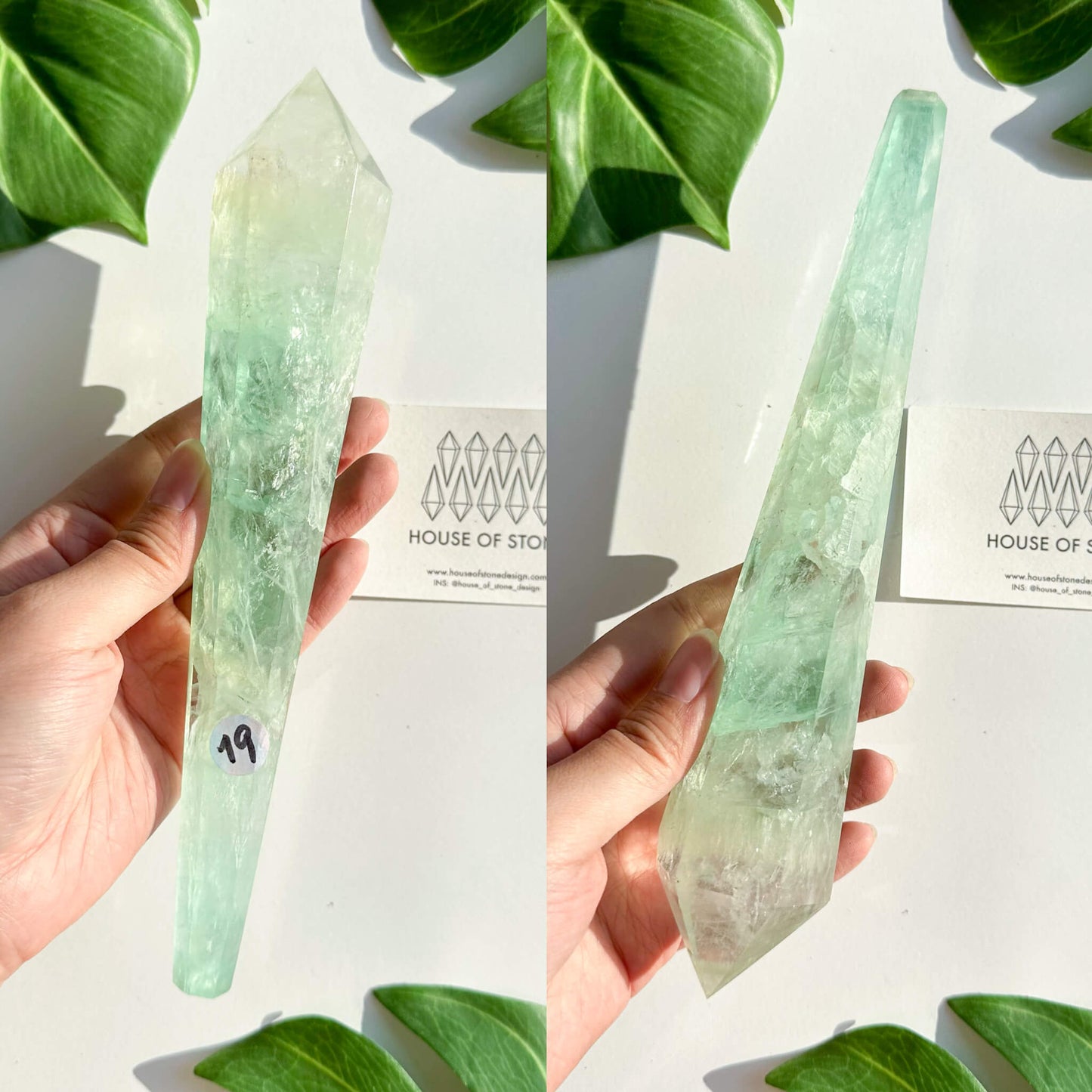 Large Rainbow Fluorite Wand/Natural Rainbow Green Fluorite Wand/Fluorite Point Wand/Crystal Wand/Fluorite Handle/Fluorite Stem/Heart Chakra Healing/AAA