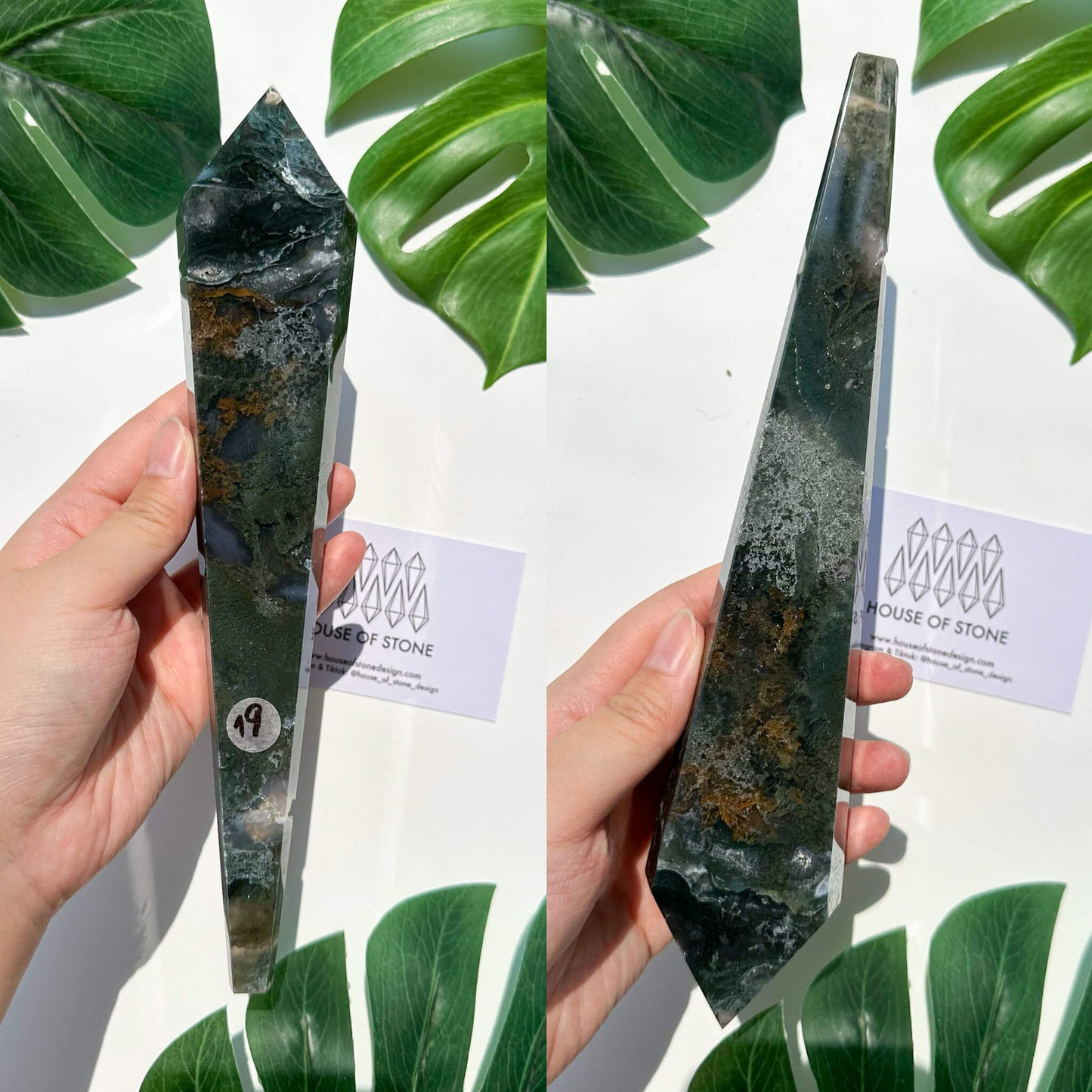 Natural Moss Agate Wand/Druzy Moss Agate Crystal Point Wand/Moss Agate Crystal Handle/Moss Agate Stem/Wedding Bouquet Handle/Heart Chakra Healing/AAA