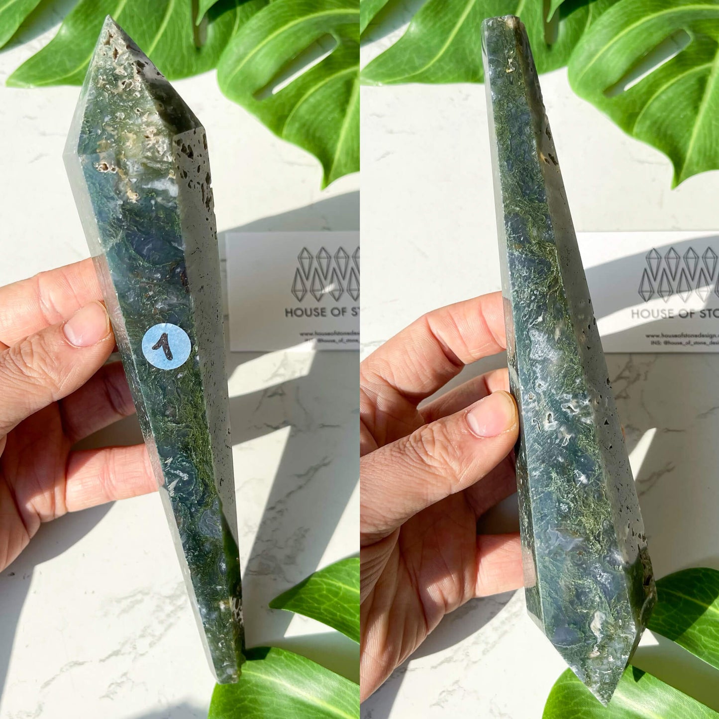 Natural Moss Agate Wand/Druzy Moss Agate Crystal Point Wand/Moss Agate Crystal Handle/Moss Agate Stem/Wedding Bouquet Handle/Heart Chakra Healing/AAA