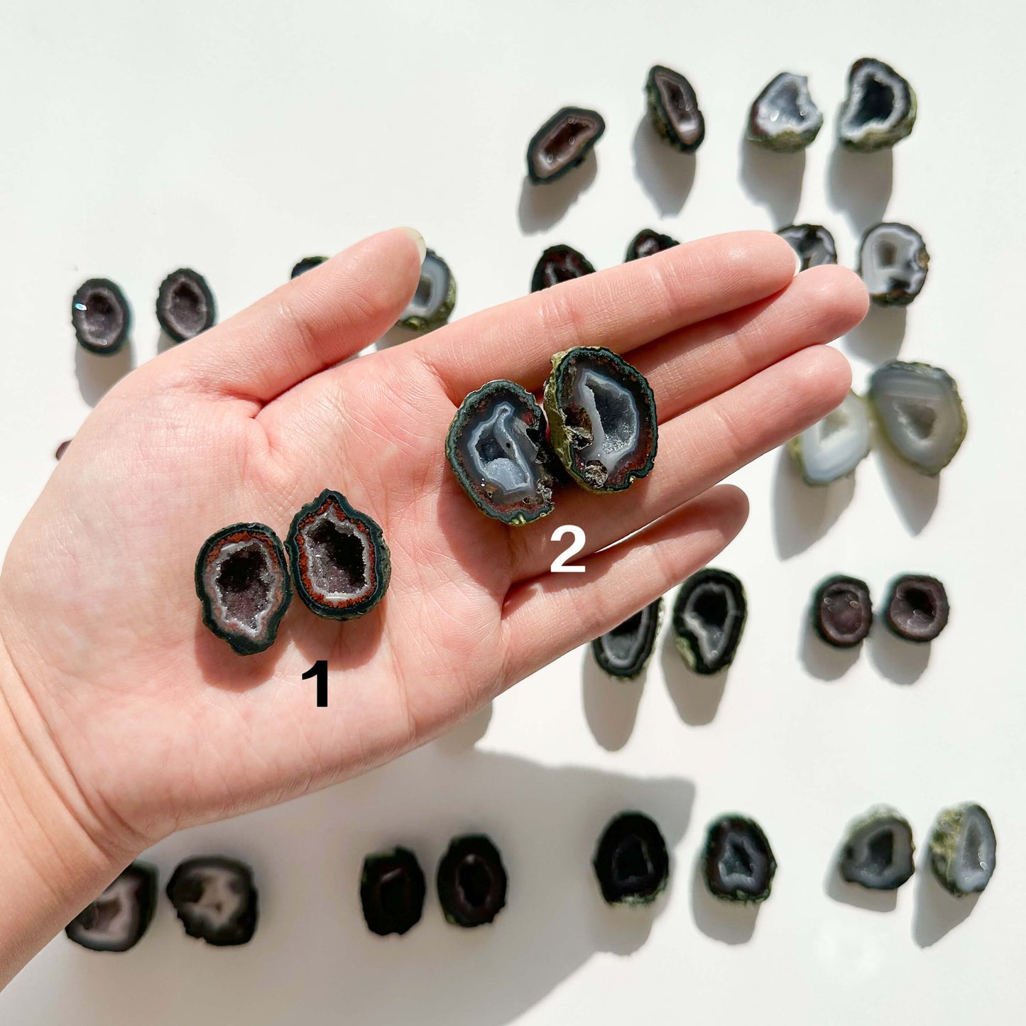 Natural Mini Agate Geode Pair | Small Tabasco Raw Crystal Geode, Druzy  Rainbow Mexico Geodes, Chakra, Meditation Tool