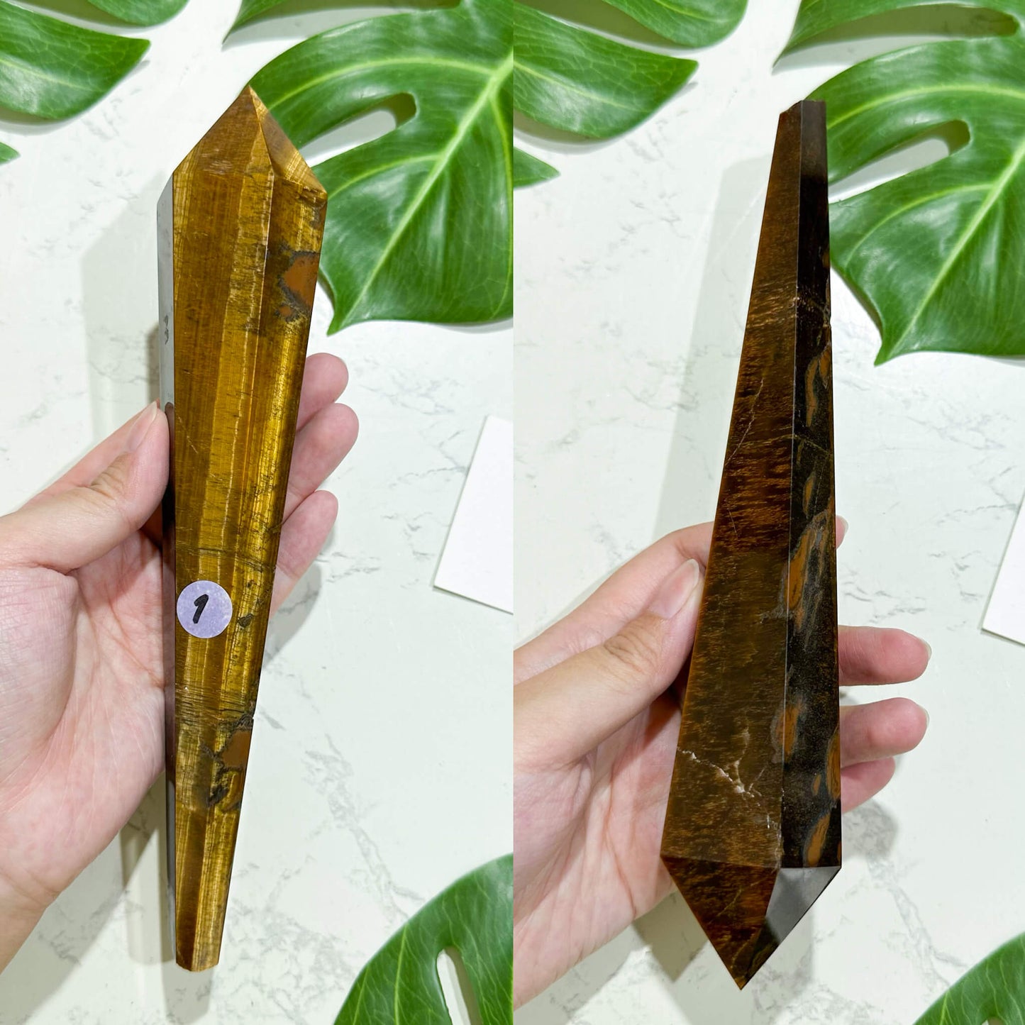 Natural Tiger's Eye Jasper Wand/Tiger's Eye Jasper Point Wand/Crystal Gemstone Jasper Wand Handle/Crystal Stem/Solar Plexus Chakra Healing