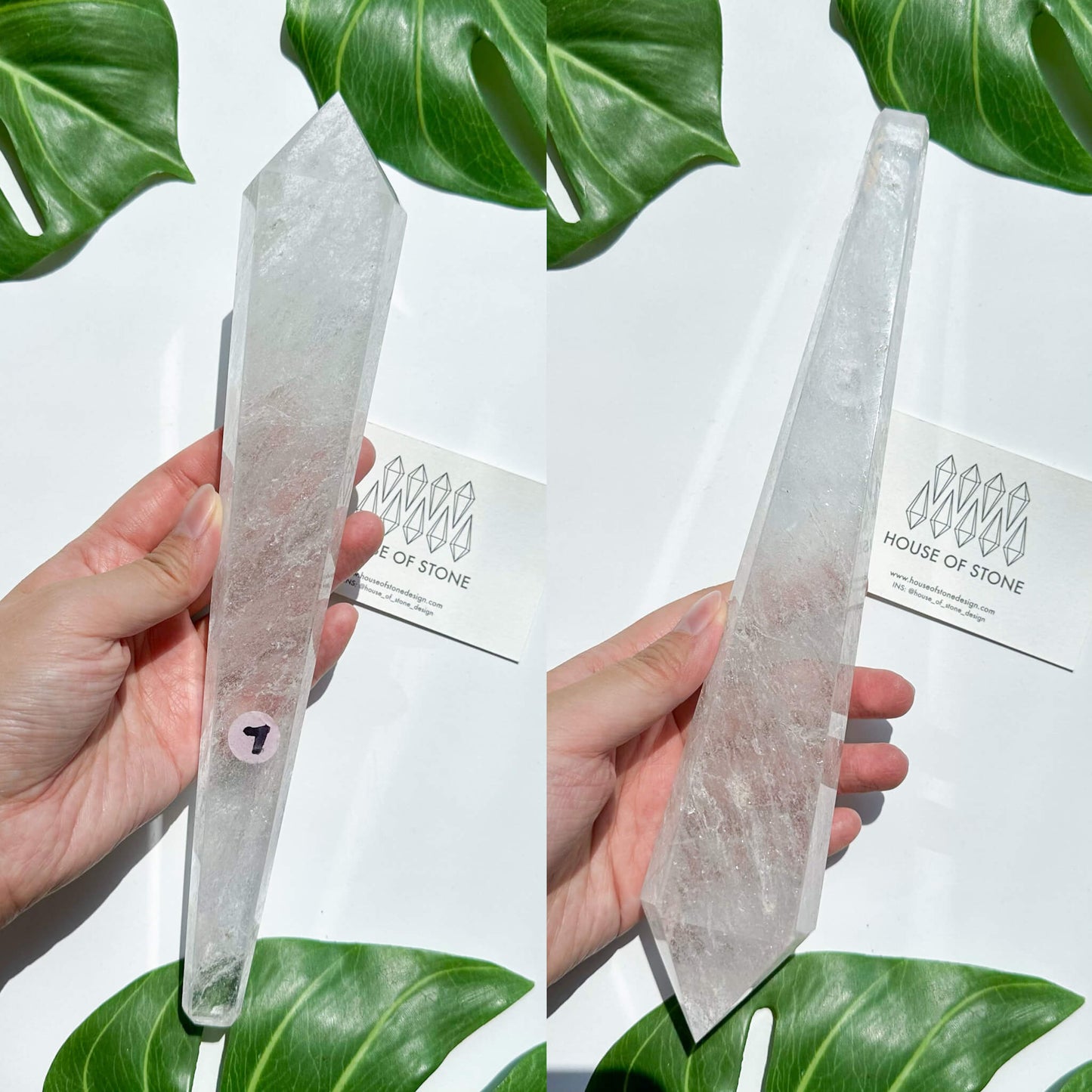 Natural Clear Quartz Point Wand/Clear Quartz Rainbow Crystal Wand/Clear Quartz Handle/Crystal Stem/Crown Chakra Healing/Meditation Tool/AAA
