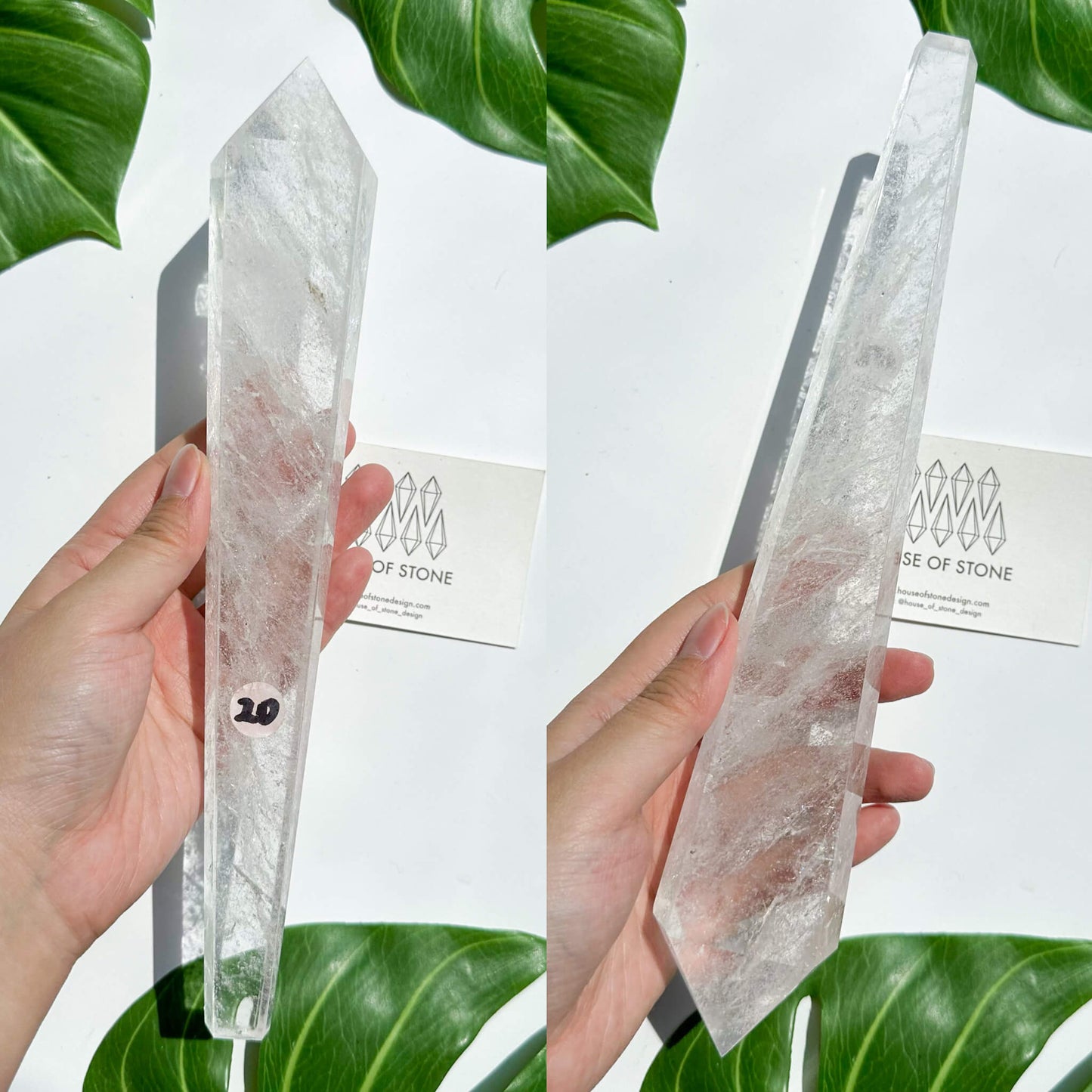 Natural Clear Quartz Point Wand/Clear Quartz Rainbow Crystal Wand/Clear Quartz Handle/Crystal Stem/Crown Chakra Healing/Meditation Tool/AAA