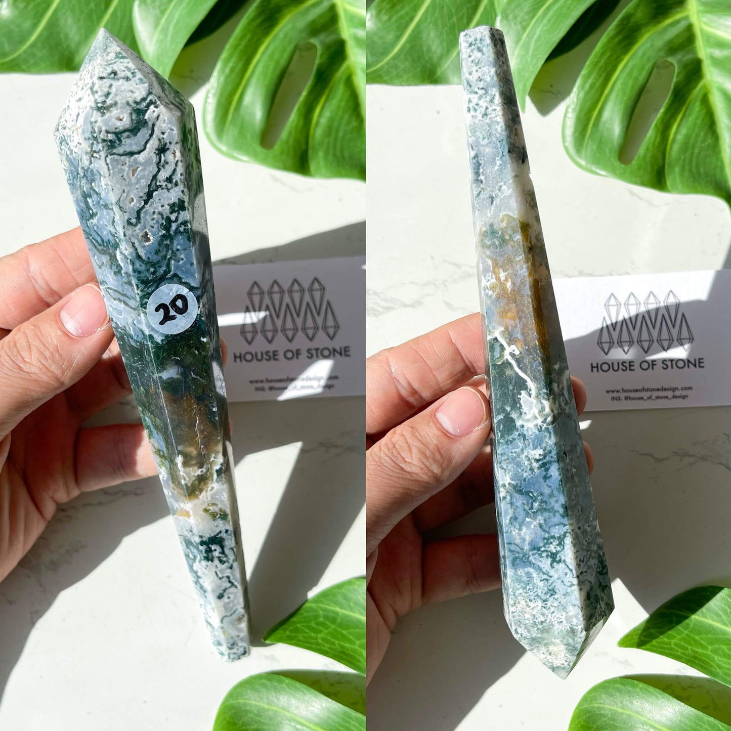 Natural Moss Agate Wand/Druzy Moss Agate Crystal Point Wand/Moss Agate Crystal Handle/Moss Agate Stem/Wedding Bouquet Handle/Heart Chakra Healing/AAA