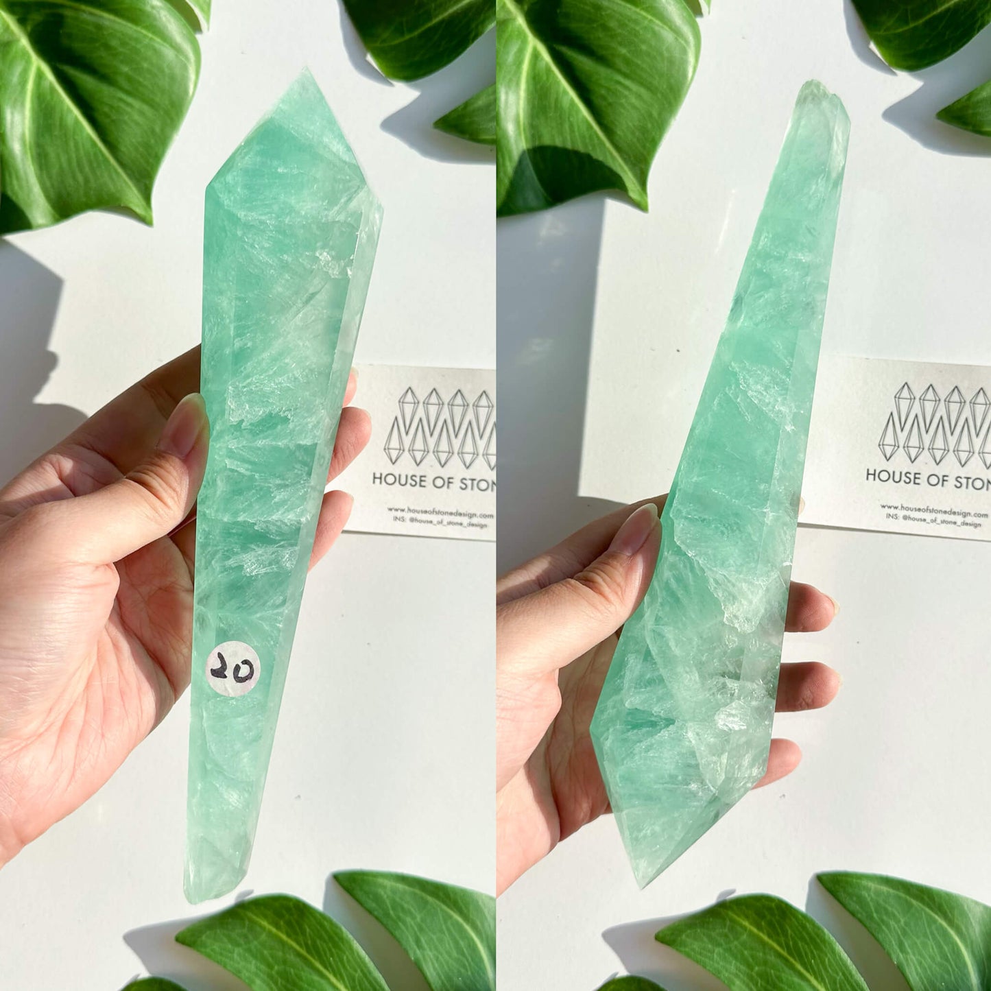 Large Rainbow Fluorite Wand/Natural Rainbow Green Fluorite Wand/Fluorite Point Wand/Crystal Wand/Fluorite Handle/Fluorite Stem/Heart Chakra Healing/AAA