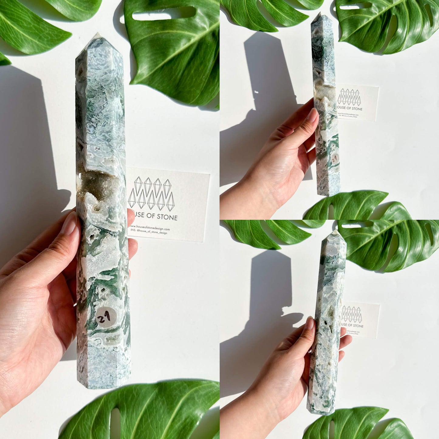 Natural Large Druzy Moss Agate Point Obelisk/Rare Moss Agate Geode Tower/Druzy Quartz Moss Agate Tower/Heart Chakra Healing/AAA