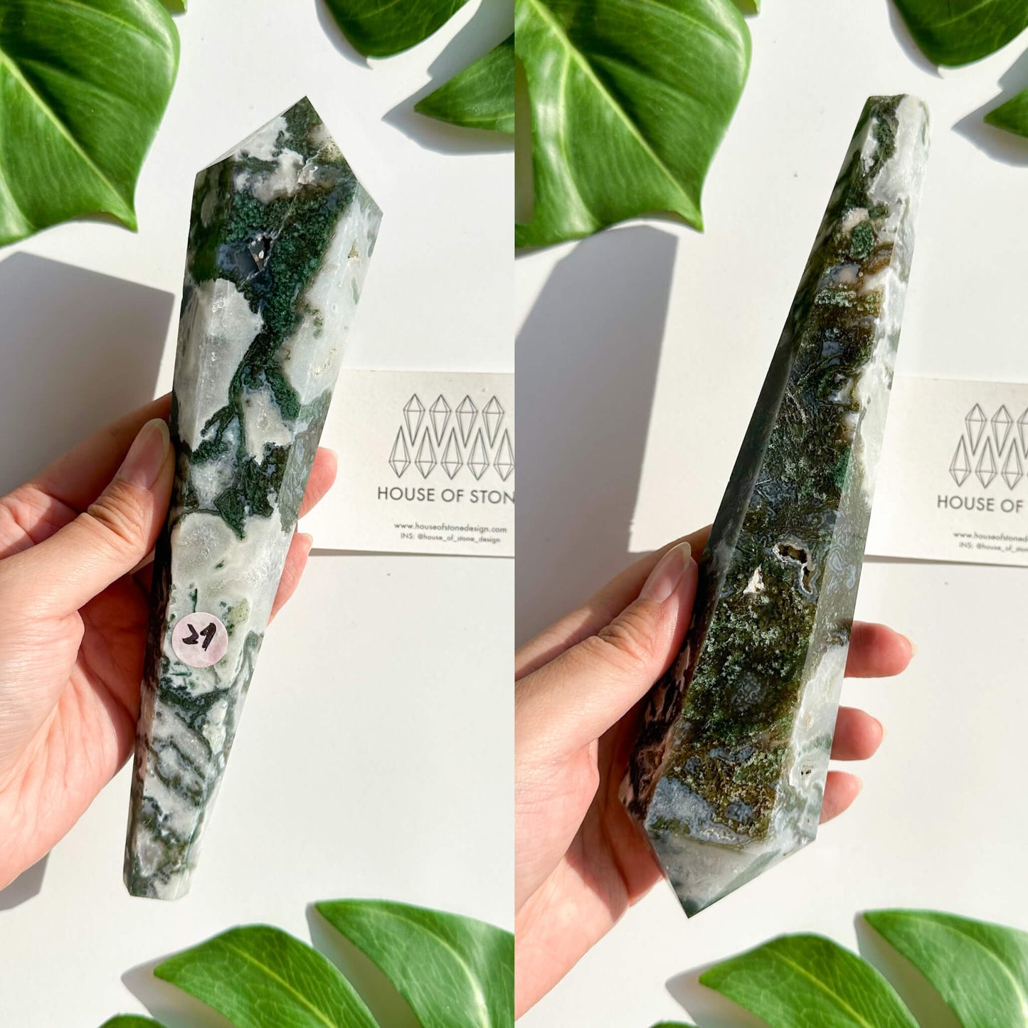 Natural Moss Agate Wand/Druzy Moss Agate Crystal Point Wand/Moss Agate Crystal Handle/Moss Agate Stem/Wedding Bouquet Handle/Heart Chakra Healing/AAA