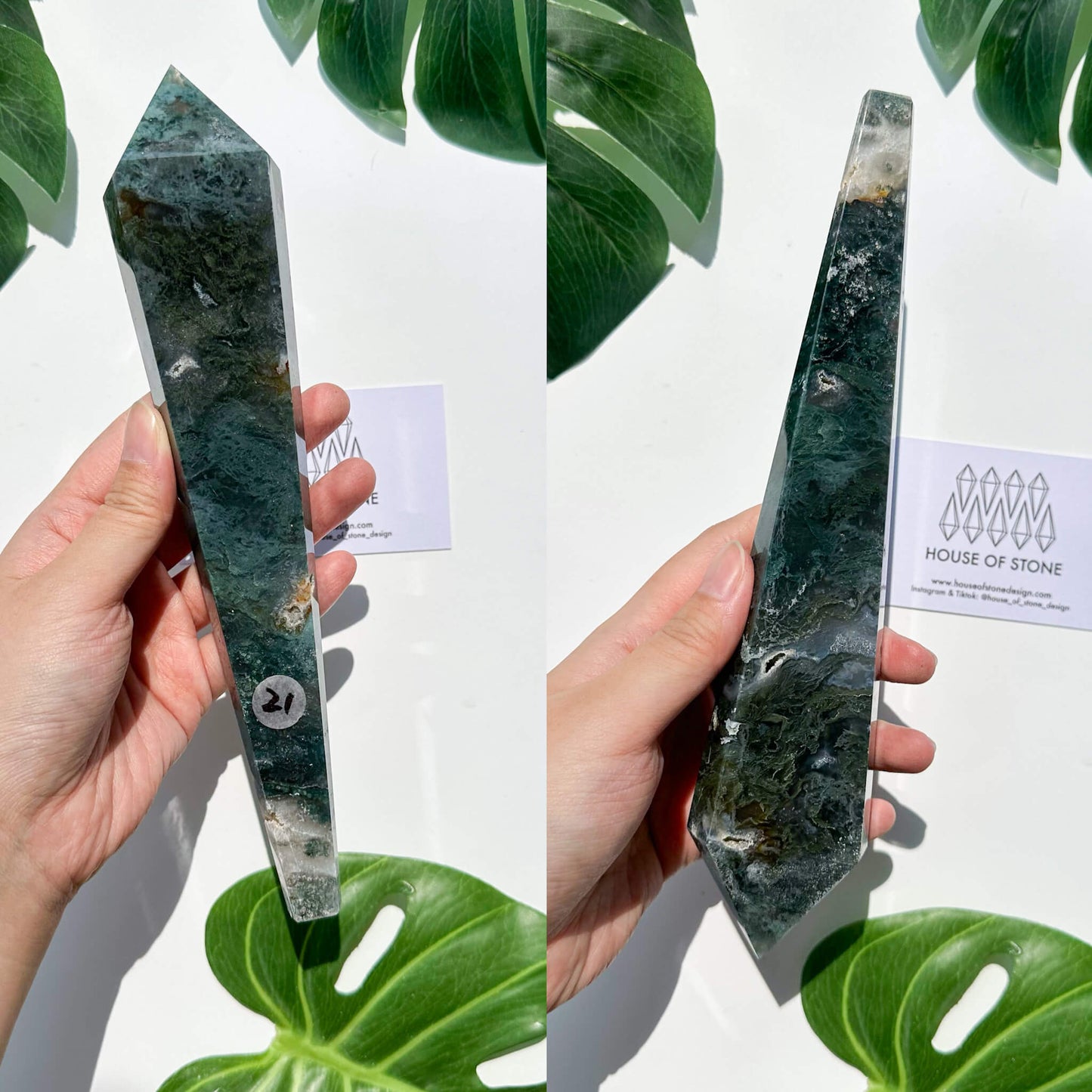 Natural Moss Agate Wand/Druzy Moss Agate Crystal Point Wand/Moss Agate Crystal Handle/Moss Agate Stem/Wedding Bouquet Handle/Heart Chakra Healing/AAA