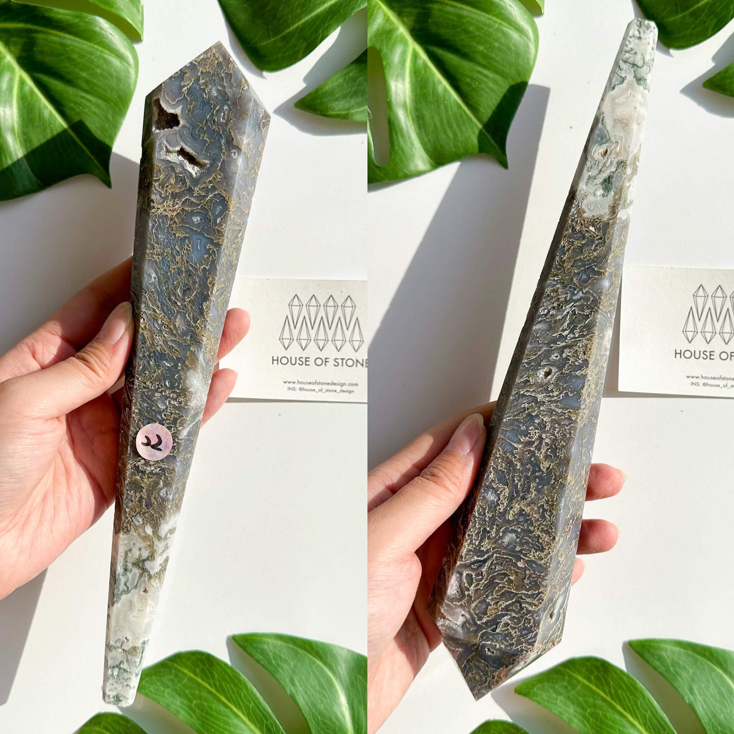 Natural Moss Agate Wand/Druzy Moss Agate Crystal Point Wand/Moss Agate Crystal Handle/Moss Agate Stem/Wedding Bouquet Handle/Heart Chakra Healing/AAA