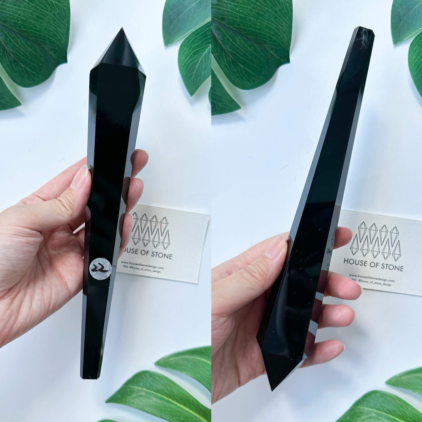 Natural Black Obsidian Wand/High Quality Black Obsidian Point Wand/Crystal Gemstone Obsidian Wand Handle/Obsidian Stem/Root Chakra Healing/AAA