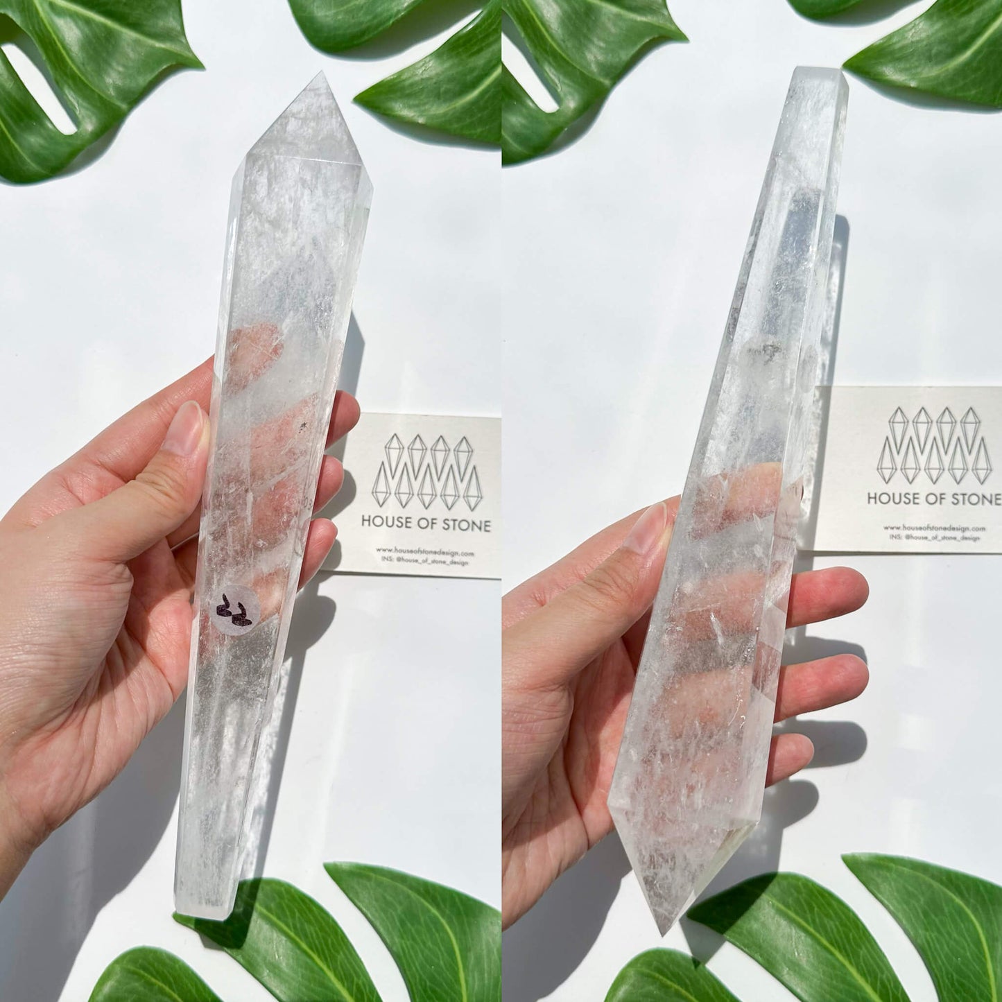 Natural Clear Quartz Point Wand/Clear Quartz Rainbow Crystal Wand/Clear Quartz Handle/Crystal Stem/Crown Chakra Healing/Meditation Tool/AAA
