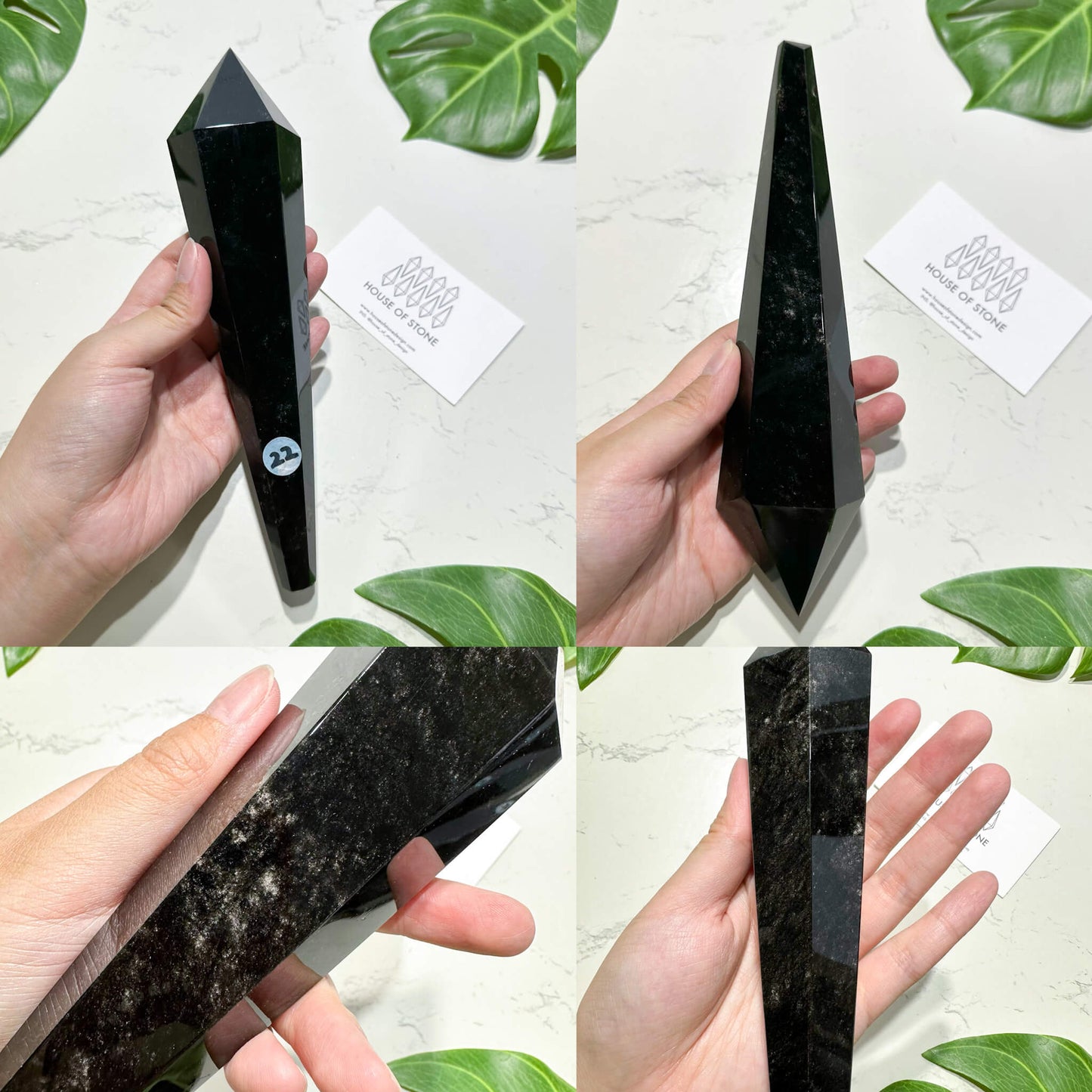 Natural Black Obsidian Wand/High Quality Black Obsidian Point Wand/Crystal Gemstone Obsidian Wand Handle/Root Chakra Healing/AAA