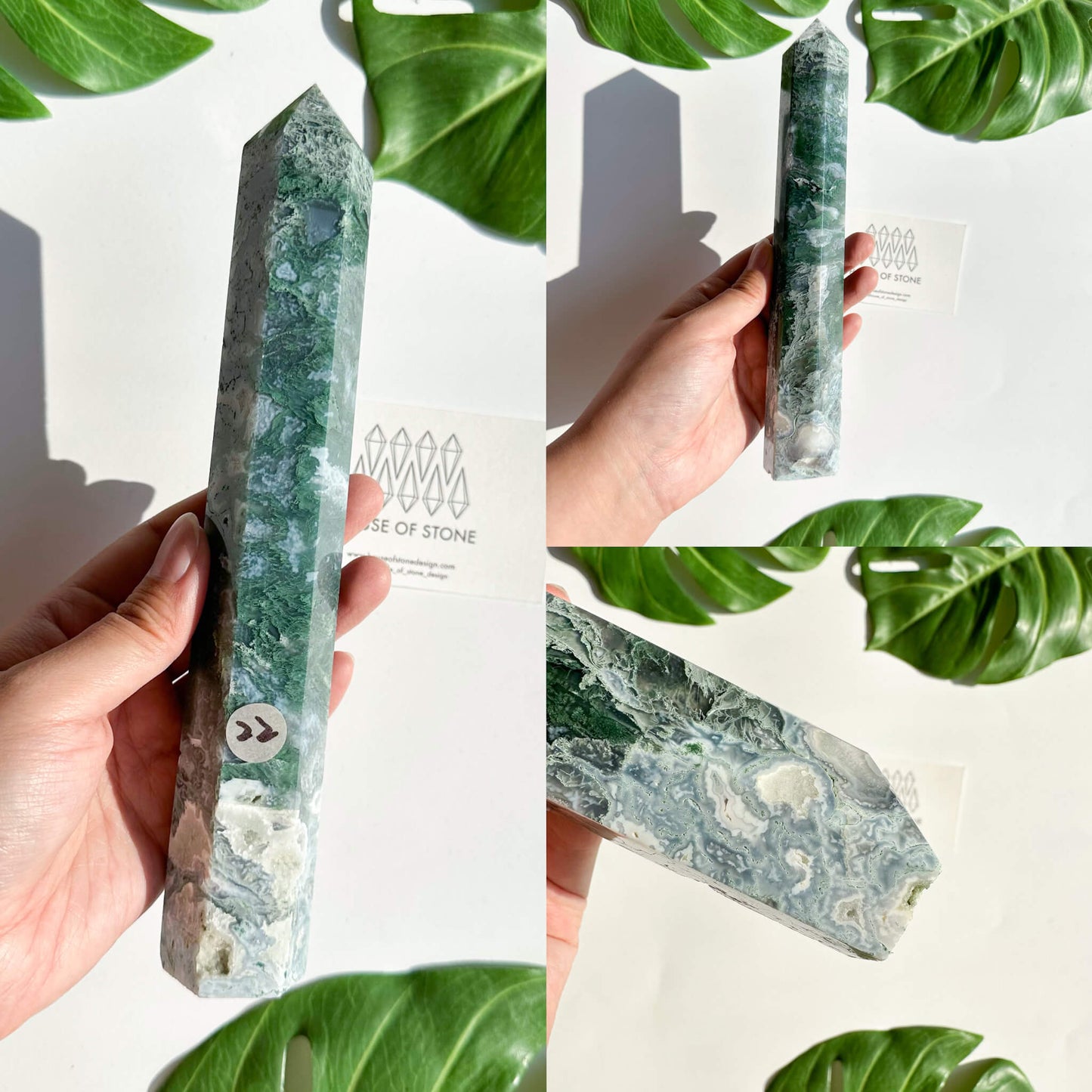 Natural Large Druzy Moss Agate Point Obelisk/Rare Moss Agate Geode Tower/Druzy Quartz Moss Agate Tower/Heart Chakra Healing/AAA