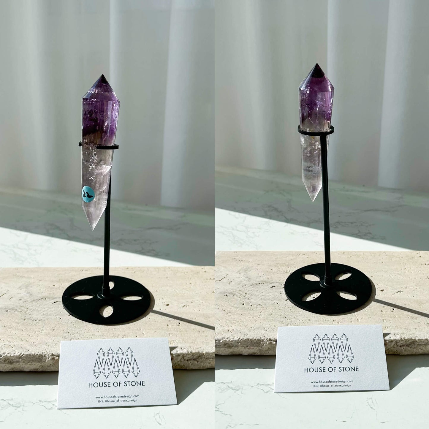 Natural Amethyst Vogel Crystal Double Point Wand/High Quality Amethyst Crystal Point Wand/Hand Carved Amethyst 24-sided Points Wand