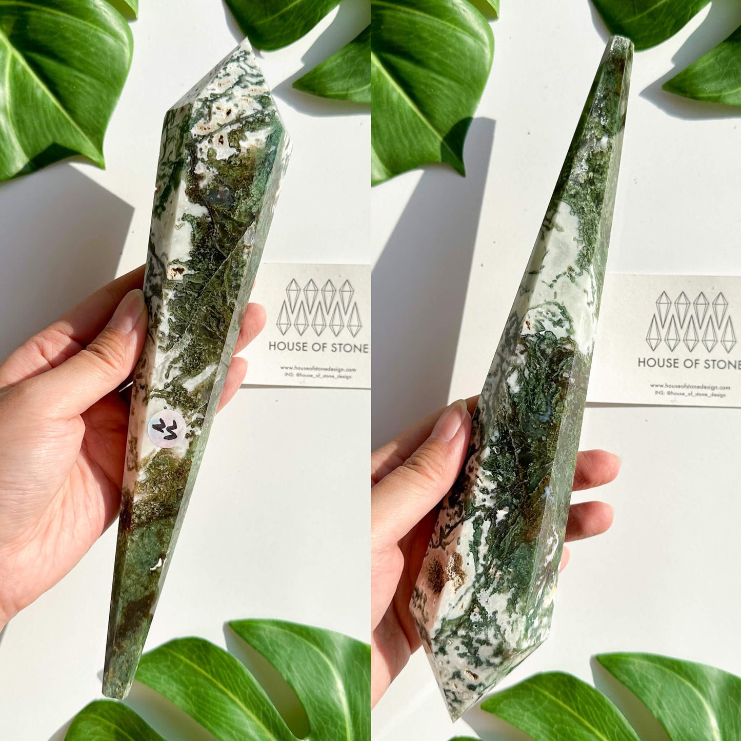 Natural Moss Agate Wand/Druzy Moss Agate Crystal Point Wand/Moss Agate Crystal Handle/Moss Agate Stem/Wedding Bouquet Handle/Heart Chakra Healing/AAA