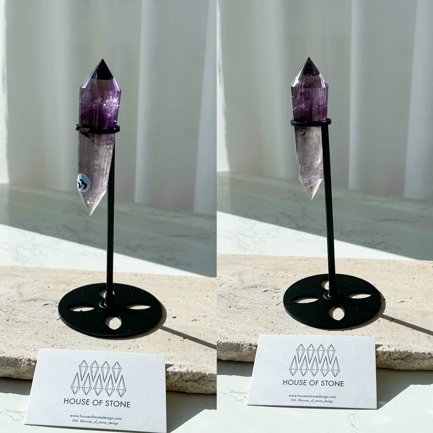 Natural Amethyst Vogel Crystal Double Point Wand/High Quality Amethyst Crystal Point Wand/Hand Carved Amethyst 24-sided Points Wand