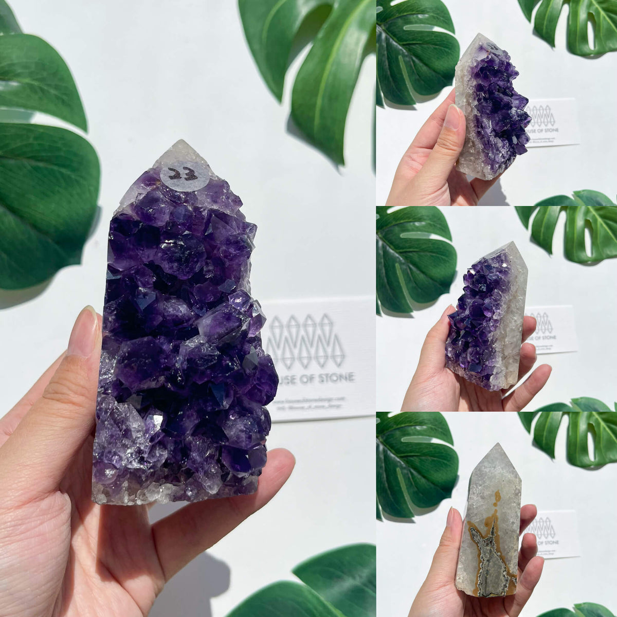 Natural Raw Amethyst Point Tower/Amethyst Cluster Rainbow Crystal Tower/Druzy Amethyst Geode Tower/Meditation Tool/Crown Chakra Healing/AAA