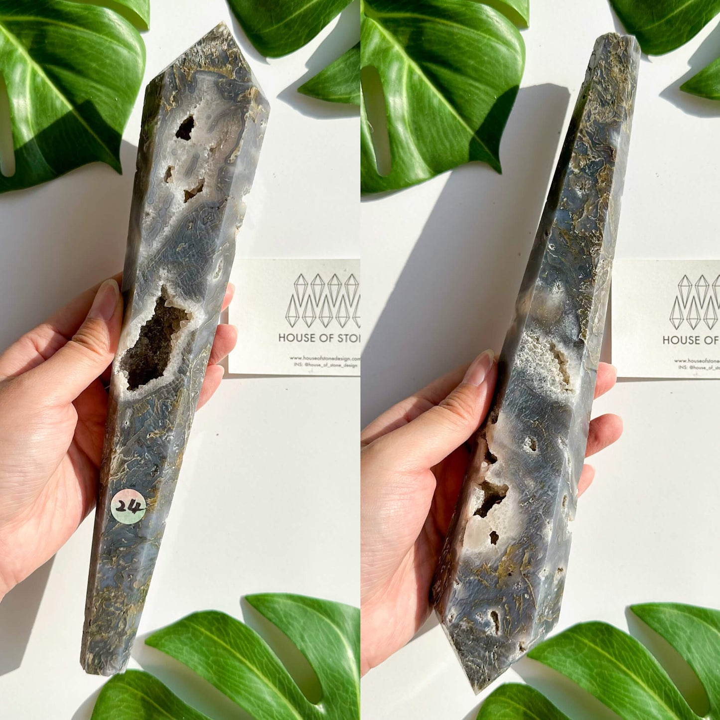 Natural Moss Agate Wand/Druzy Moss Agate Crystal Point Wand/Moss Agate Crystal Handle/Moss Agate Stem/Wedding Bouquet Handle/Heart Chakra Healing/AAA