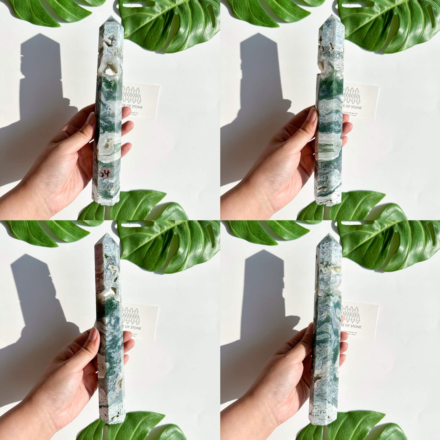 Natural Large Druzy Moss Agate Point Obelisk/Rare Moss Agate Geode Tower/Druzy Quartz Moss Agate Tower/Heart Chakra Healing/AAA