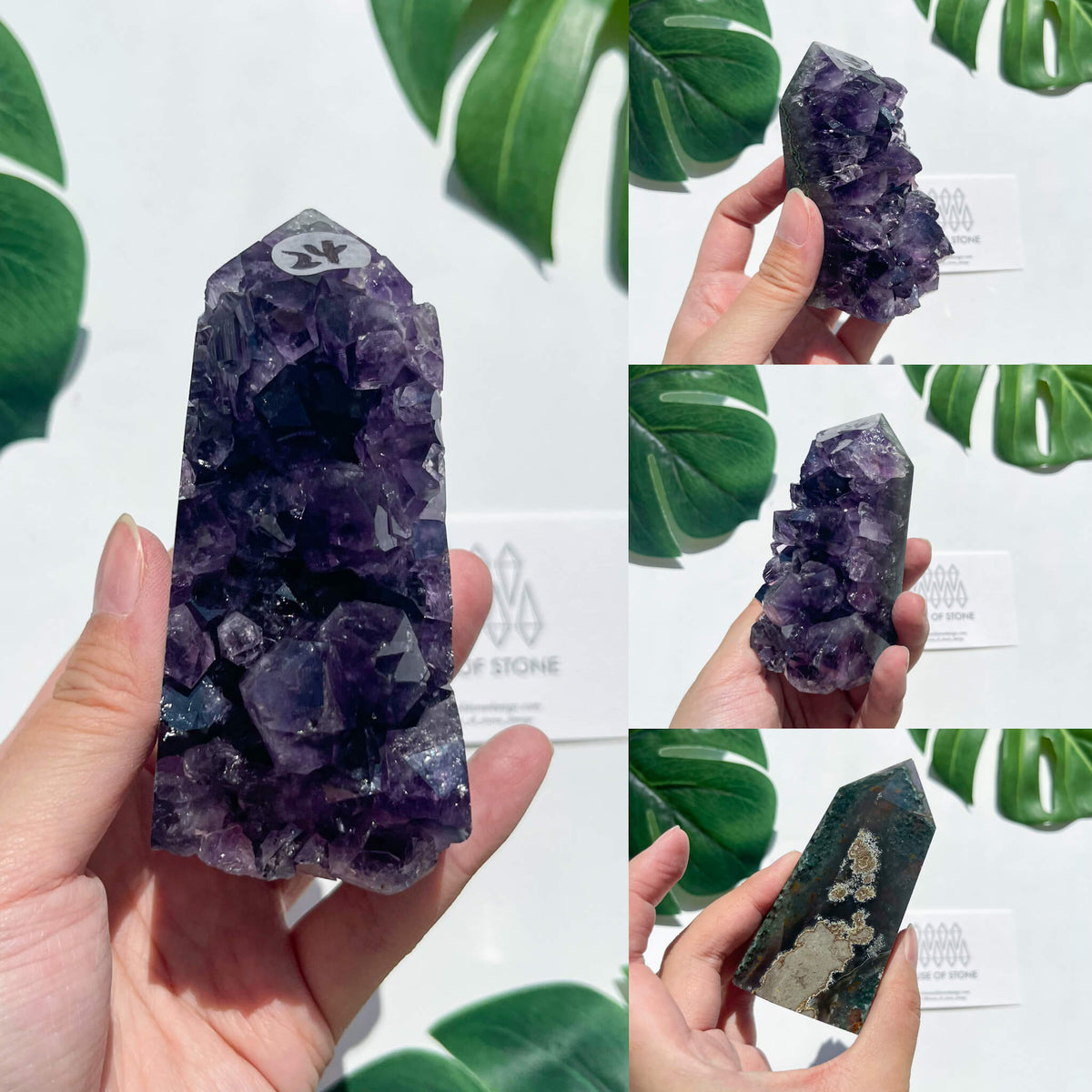 Natural Raw Amethyst Point Tower/Amethyst Cluster Rainbow Crystal Tower/Druzy Amethyst Geode Tower/Meditation Tool/Crown Chakra Healing/AAA