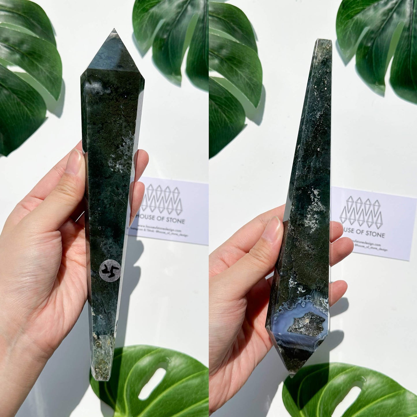 Natural Moss Agate Wand/Druzy Moss Agate Crystal Point Wand/Moss Agate Crystal Handle/Moss Agate Stem/Wedding Bouquet Handle/Heart Chakra Healing/AAA