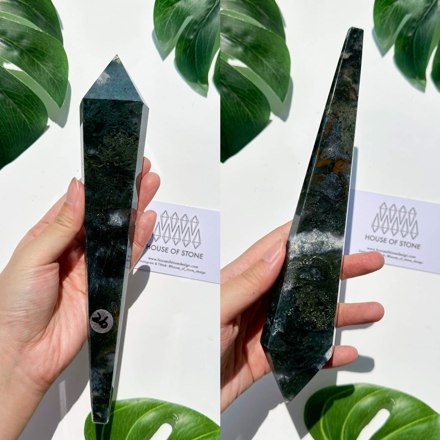 Natural Moss Agate Wand/Druzy Moss Agate Crystal Point Wand/Moss Agate Crystal Handle/Moss Agate Stem/Wedding Bouquet Handle/Heart Chakra Healing/AAA