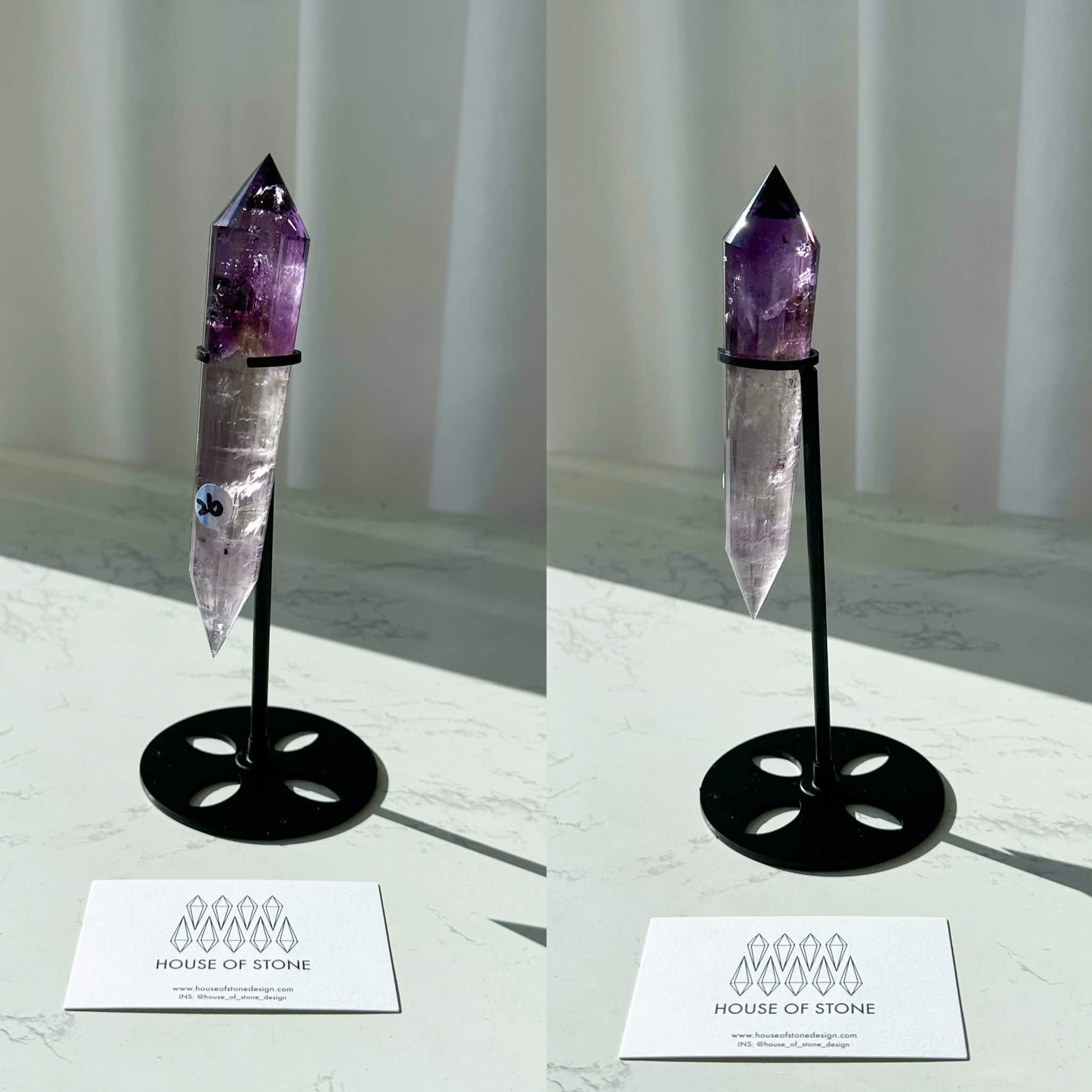 Natural Amethyst Vogel Crystal Double Point Wand/High Quality Amethyst Crystal Point Wand/Hand Carved Amethyst 24-sided Points Wand