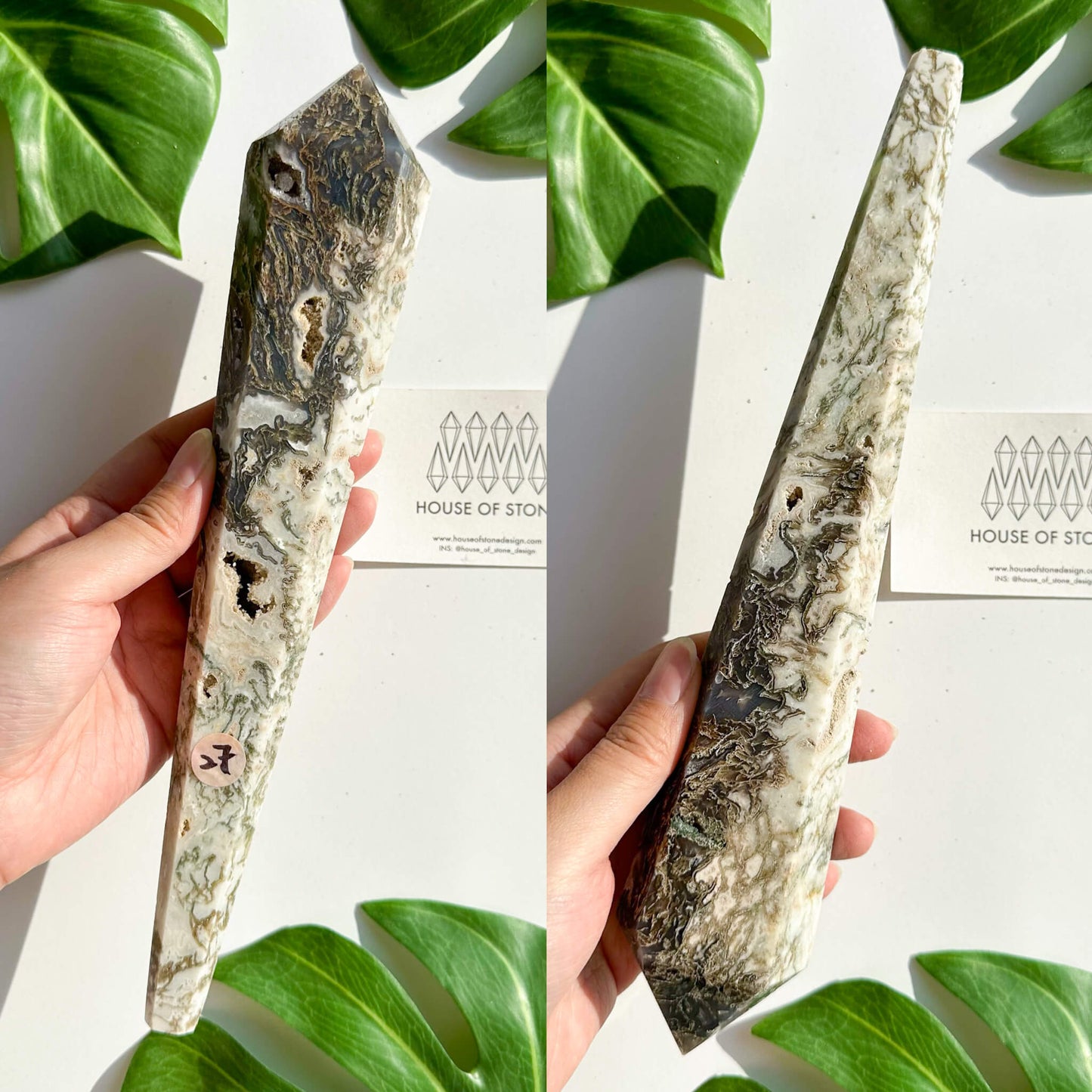 Natural Moss Agate Wand/Druzy Moss Agate Crystal Point Wand/Moss Agate Crystal Handle/Moss Agate Stem/Wedding Bouquet Handle/Heart Chakra Healing/AAA
