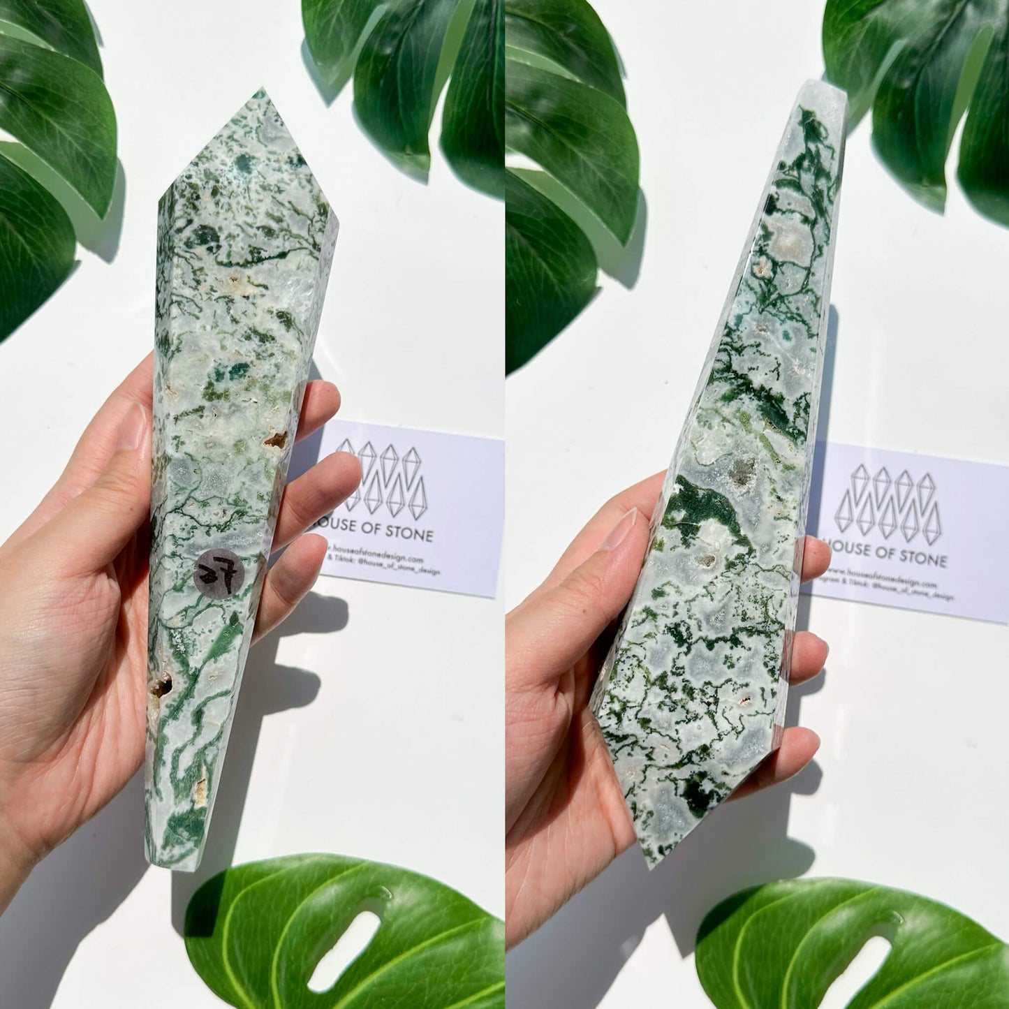 Natural Moss Agate Wand/Druzy Moss Agate Crystal Point Wand/Moss Agate Crystal Handle/Moss Agate Stem/Wedding Bouquet Handle/Heart Chakra Healing/AAA
