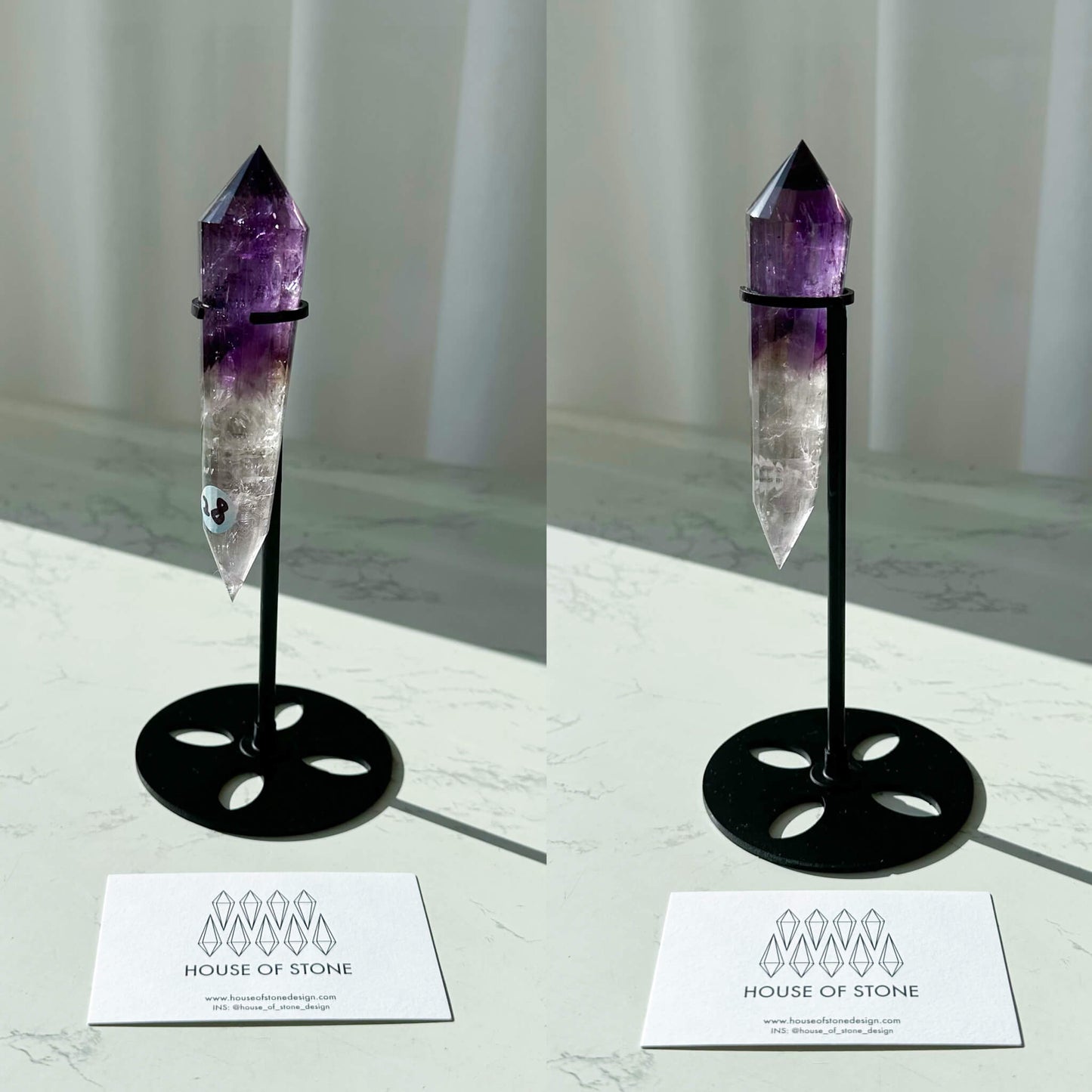 Natural Amethyst Vogel Crystal Double Point Wand/High Quality Amethyst Crystal Point Wand/Hand Carved Amethyst 24-sided Points Wand