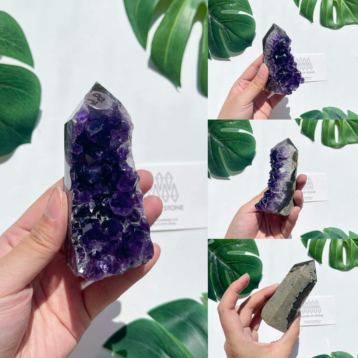 Natural Raw Amethyst Point Tower/Amethyst Cluster Rainbow Crystal Tower/Druzy Amethyst Geode Tower/Meditation Tool/Crown Chakra Healing/AAA