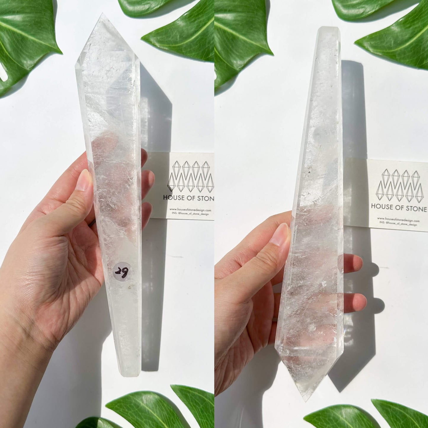 Natural Clear Quartz Point Wand/Clear Quartz Rainbow Crystal Wand/Clear Quartz Handle/Crystal Stem/Crown Chakra Healing/Meditation Tool/AAA