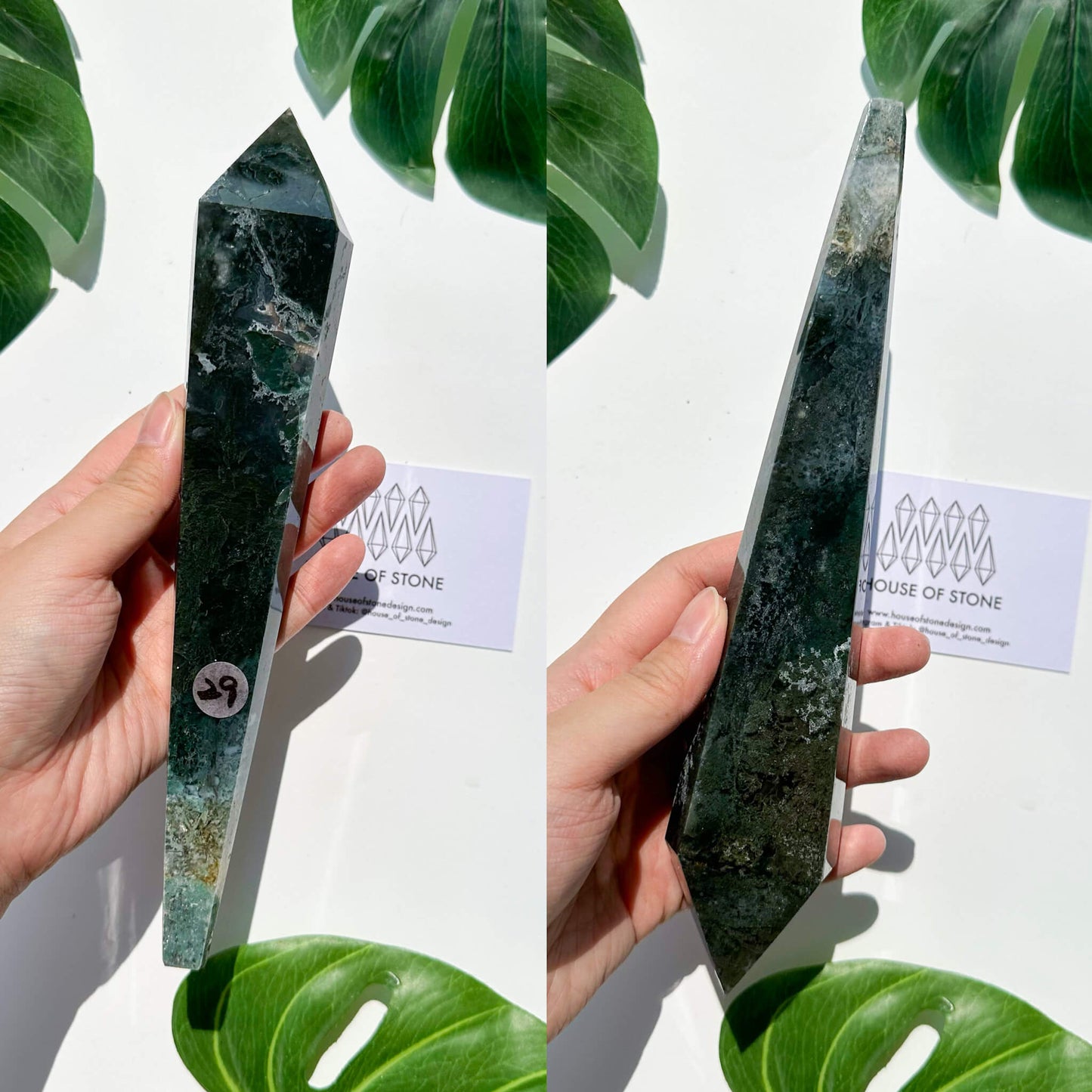 Natural Moss Agate Wand/Druzy Moss Agate Crystal Point Wand/Moss Agate Crystal Handle/Moss Agate Stem/Wedding Bouquet Handle/Heart Chakra Healing/AAA