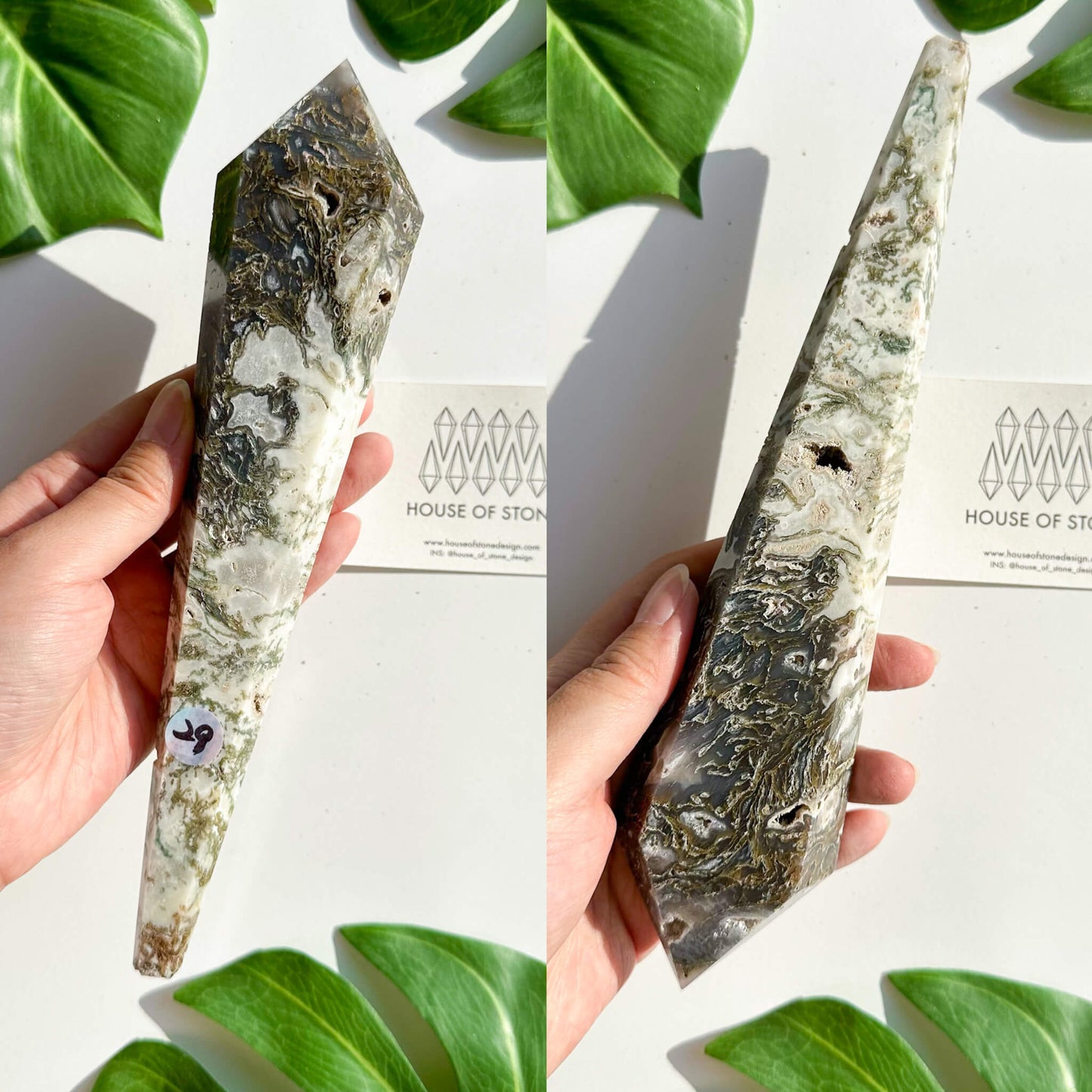 Natural Moss Agate Wand/Druzy Moss Agate Crystal Point Wand/Moss Agate Crystal Handle/Moss Agate Stem/Wedding Bouquet Handle/Heart Chakra Healing/AAA