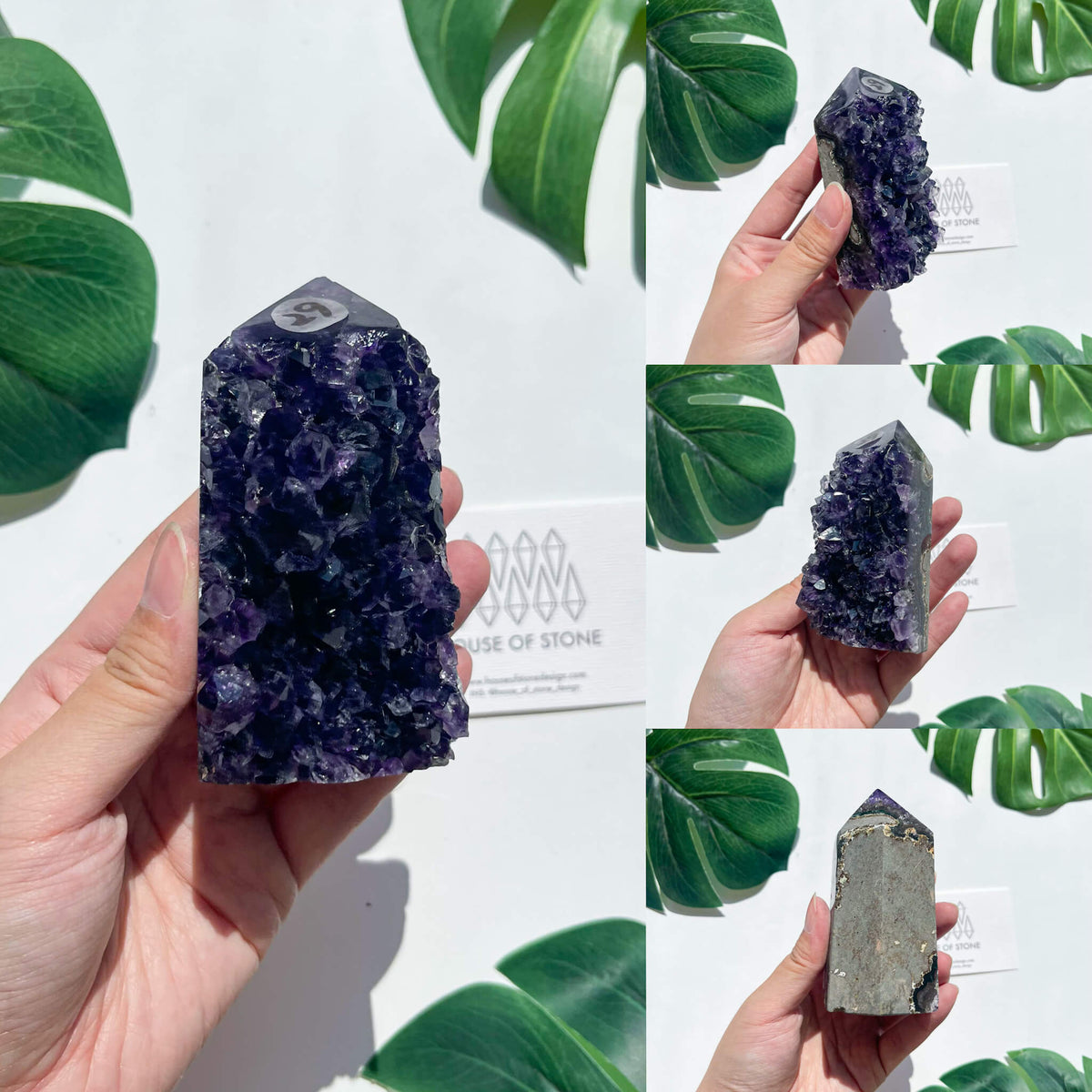 Natural Raw Amethyst Point Tower/Amethyst Cluster Rainbow Crystal Tower/Druzy Amethyst Geode Tower/Meditation Tool/Crown Chakra Healing/AAA