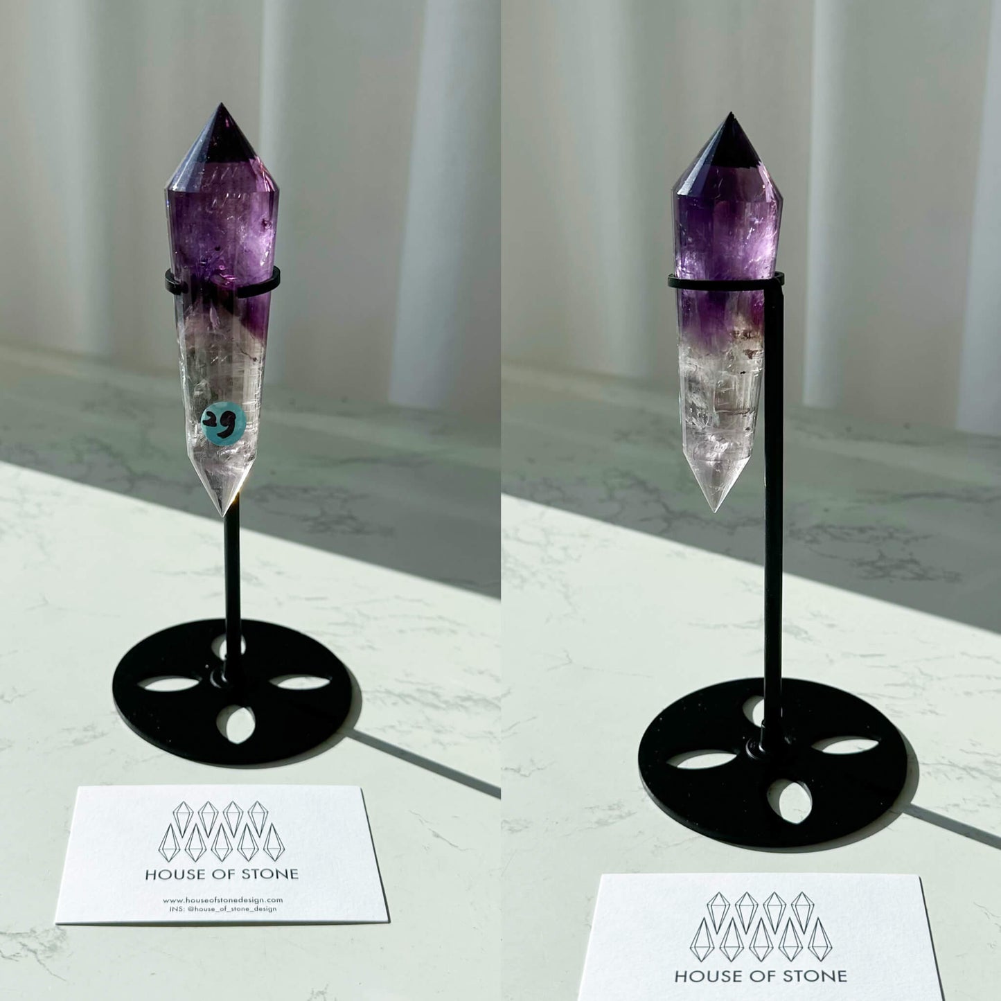 Natural Amethyst Vogel Crystal Double Point Wand/High Quality Amethyst Crystal Point Wand/Hand Carved Amethyst 24-sided Points Wand